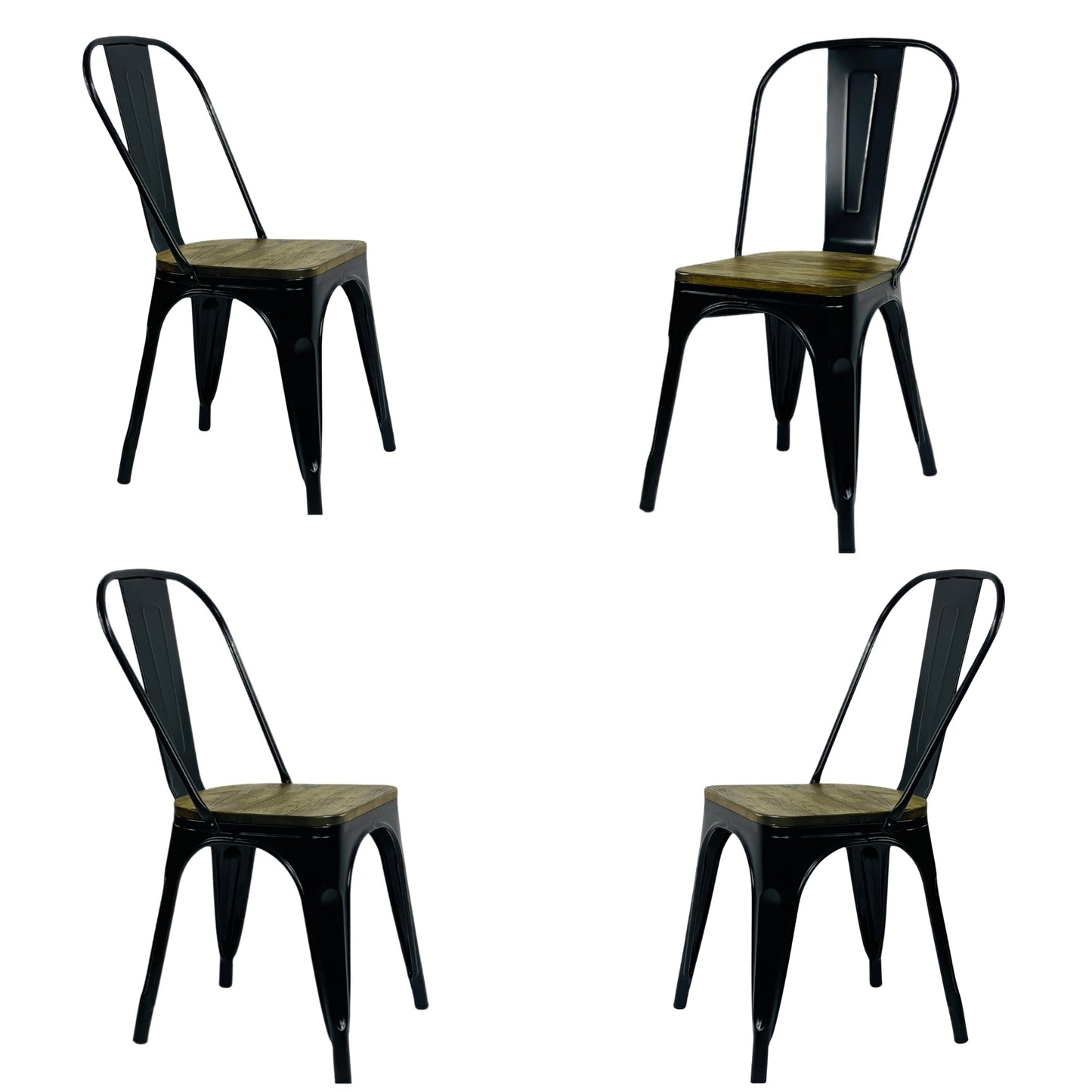 Silla Metálica Tolix Asiento Madera