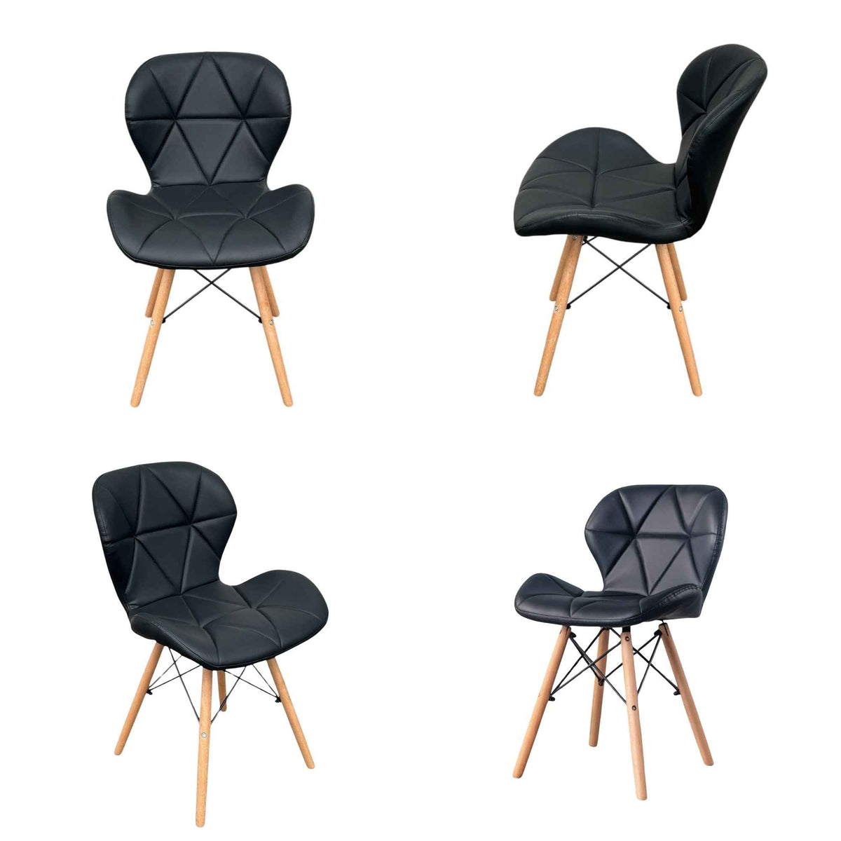 Sillas de diseño Mariposa negras con patas de madera para negocio