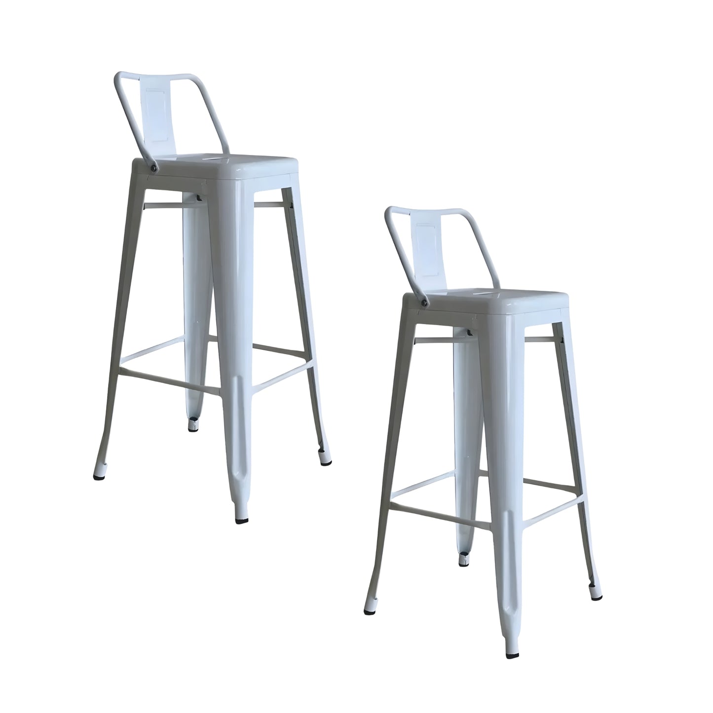 Set de taburetes metálicos Tolix blancos con espaldar para barra