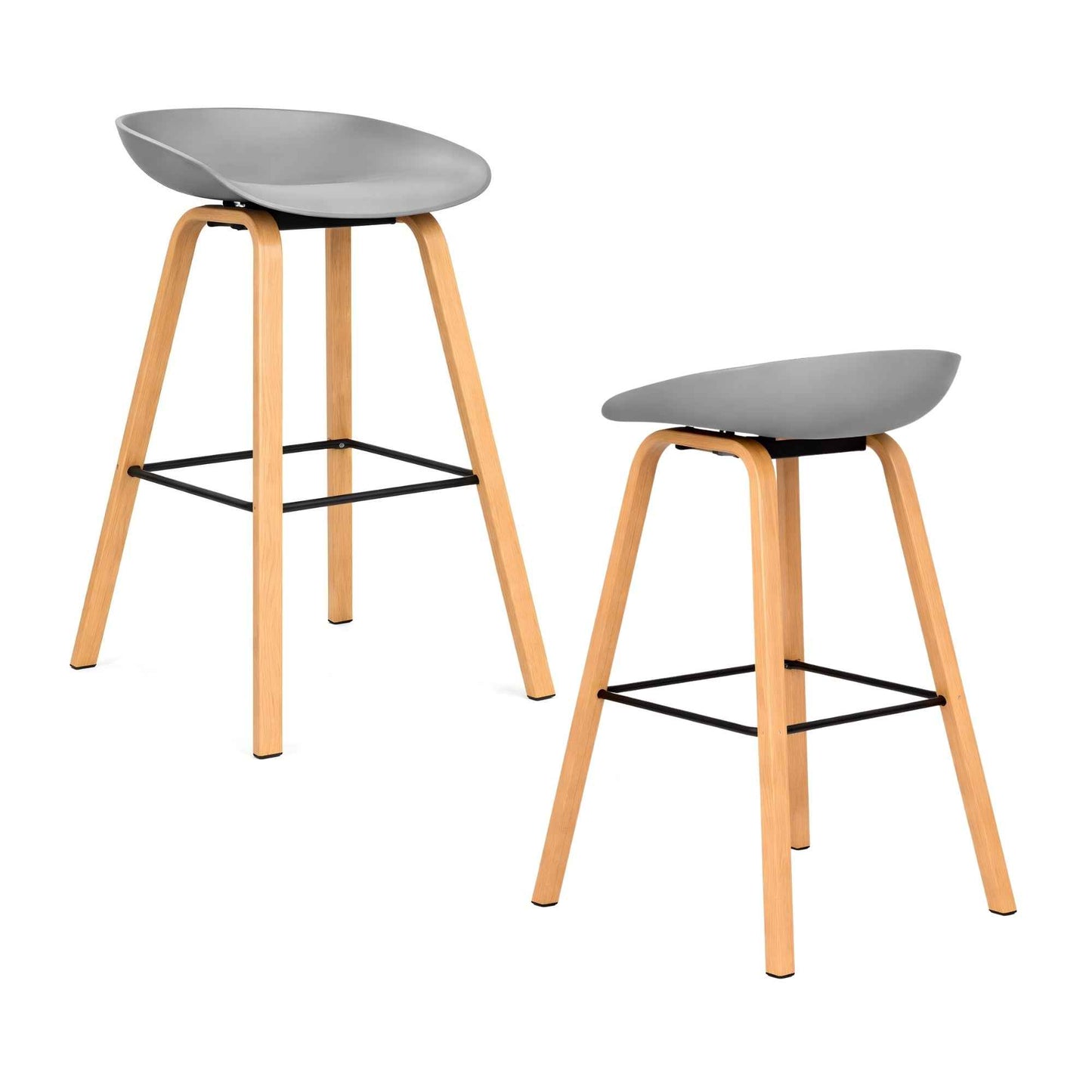 Par de sillas de comedor Misuri blancas con patas metálicas tipo madera