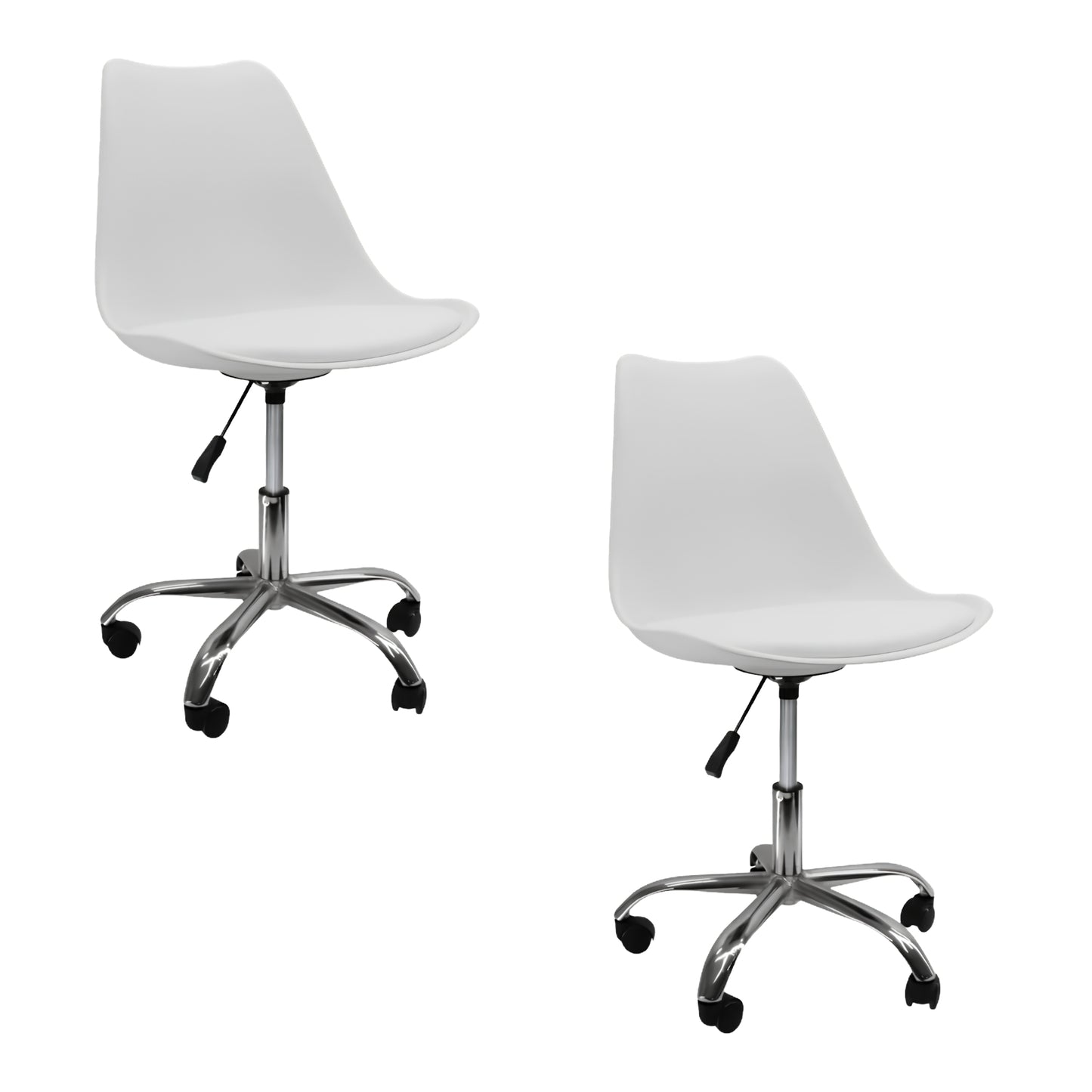 Juego de sillas Eames negras con ruedas para oficina moderna y estudio