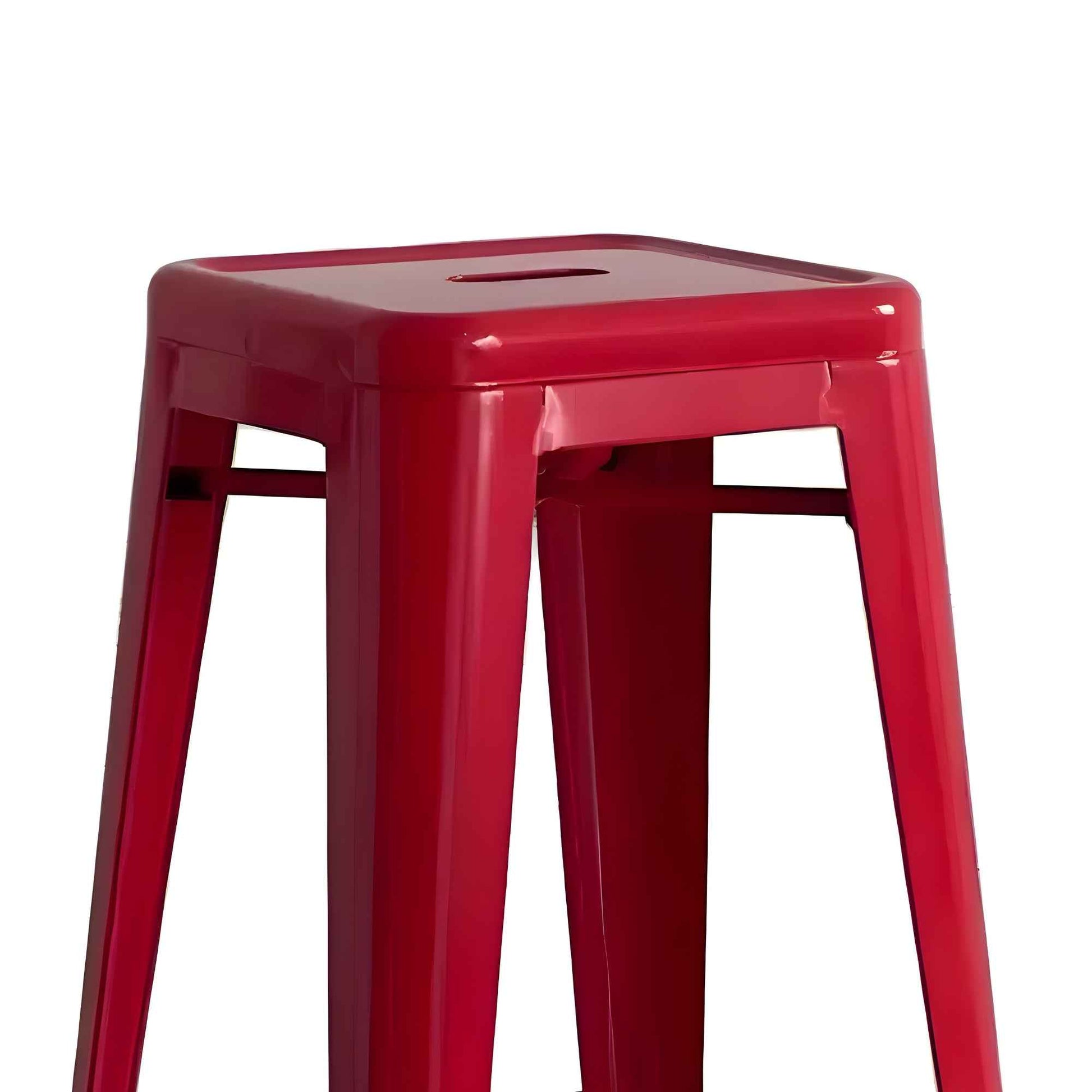 Taburete Tolix rojo metálico sin espaldar para barra o negocio