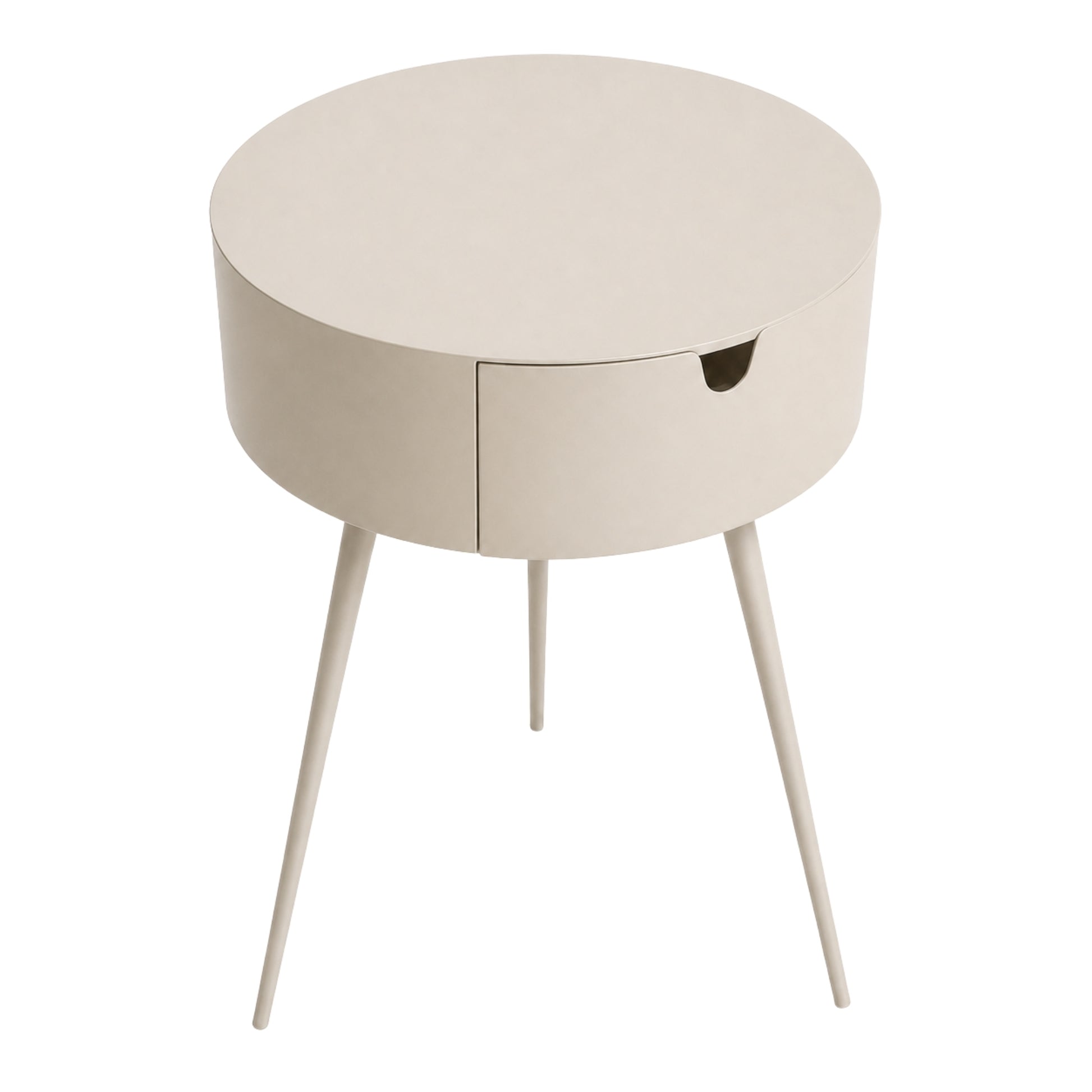 Mesita auxiliar beige con patas de madera para hogar, tienda o habitación