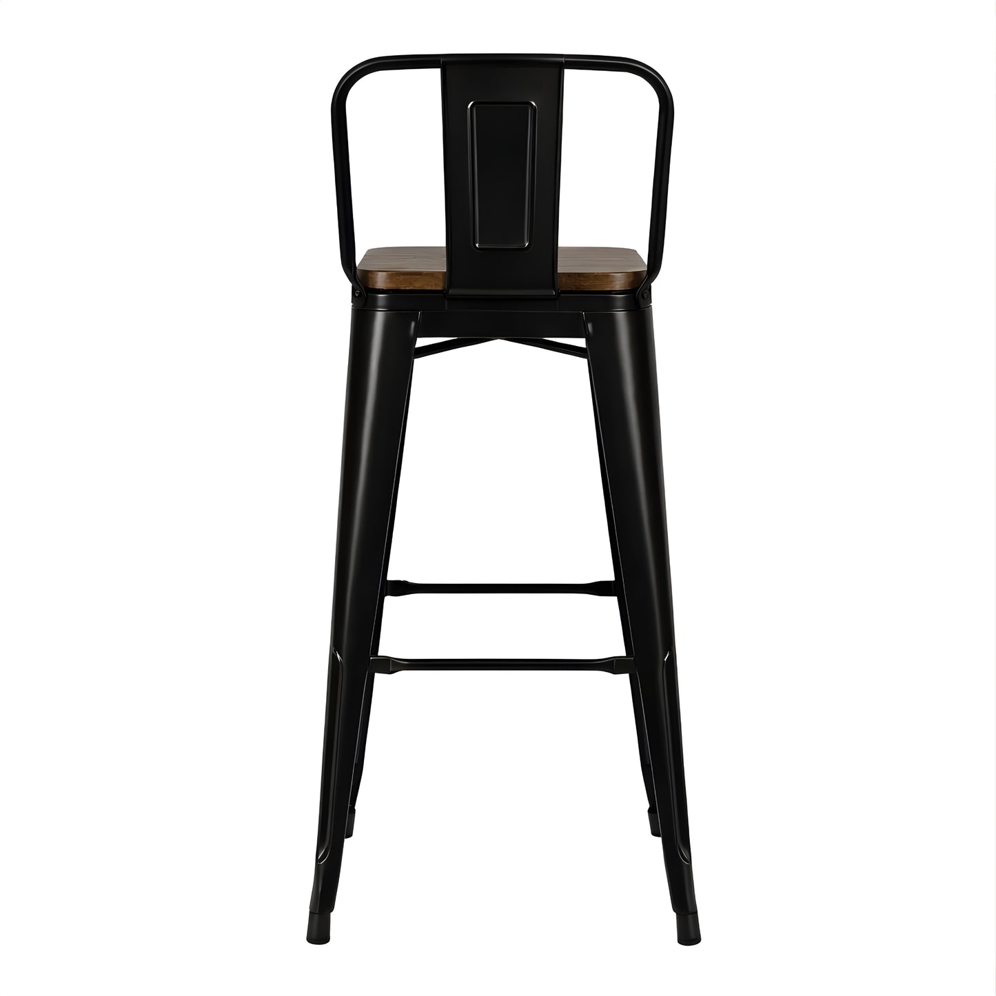 Taburete Tolix negro con espaldar y diseño industrial para barra