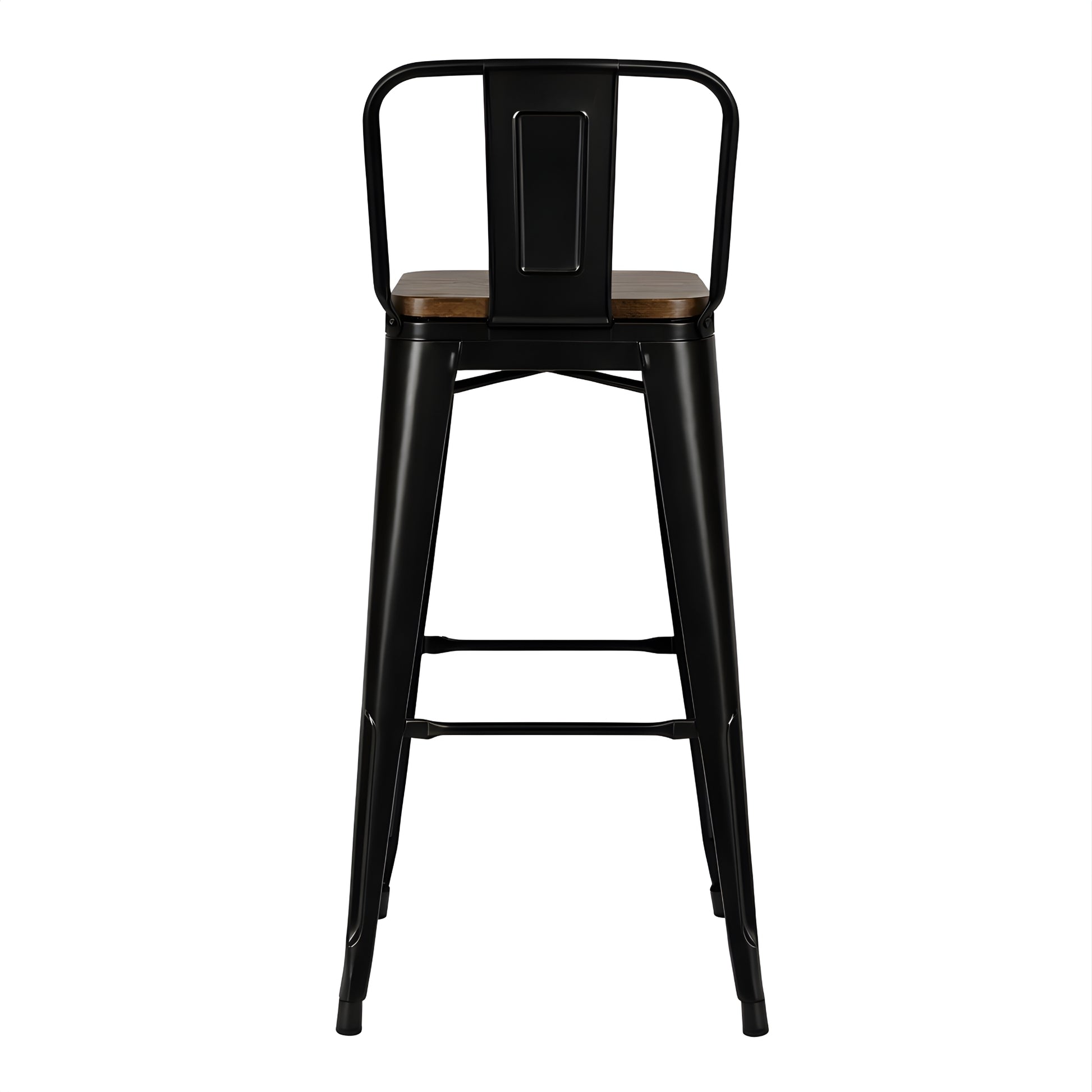 Taburete Tolix negro con espaldar y diseño industrial para barra