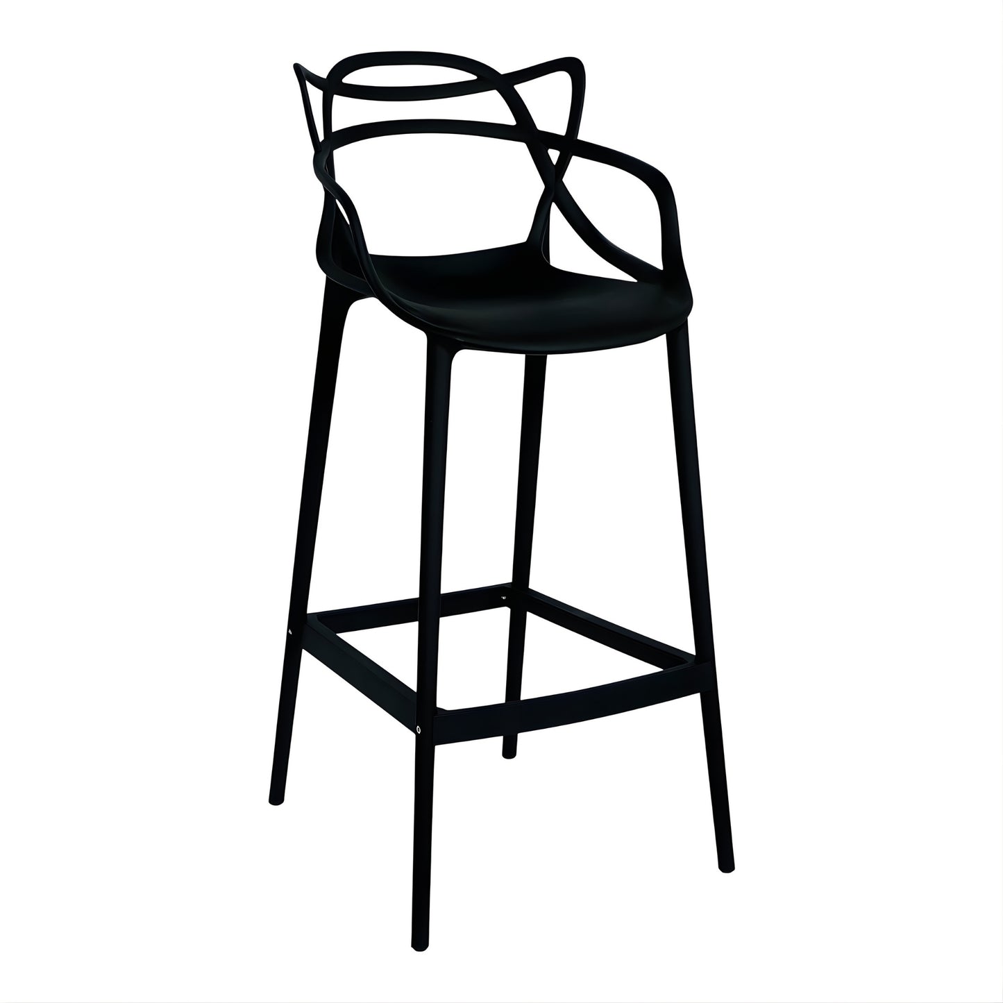 Silla de barra Master negra en polipropileno para hogar, cafetería o negocio