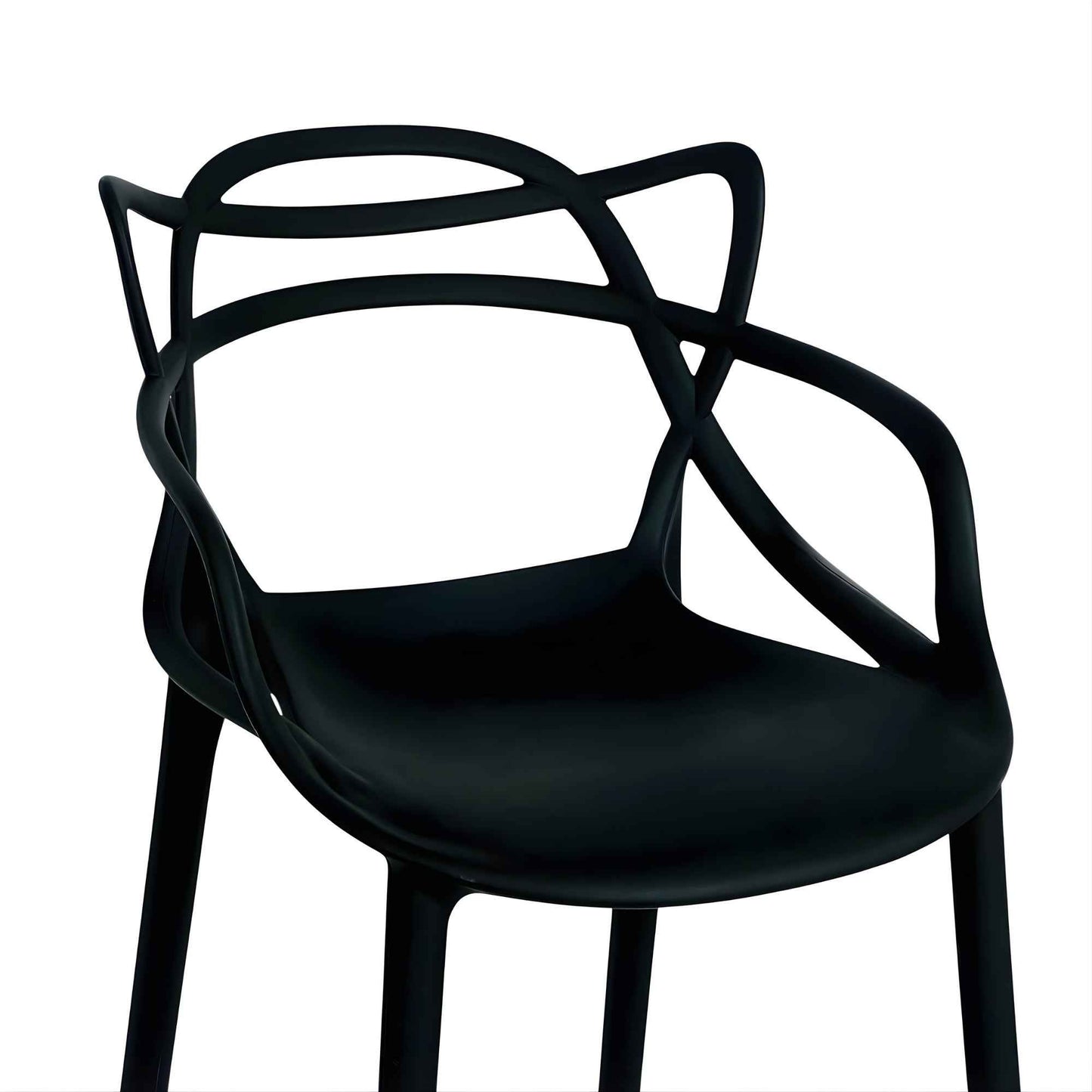 Silla alta Master negra en polipropileno con espaldar para barra o restaurante