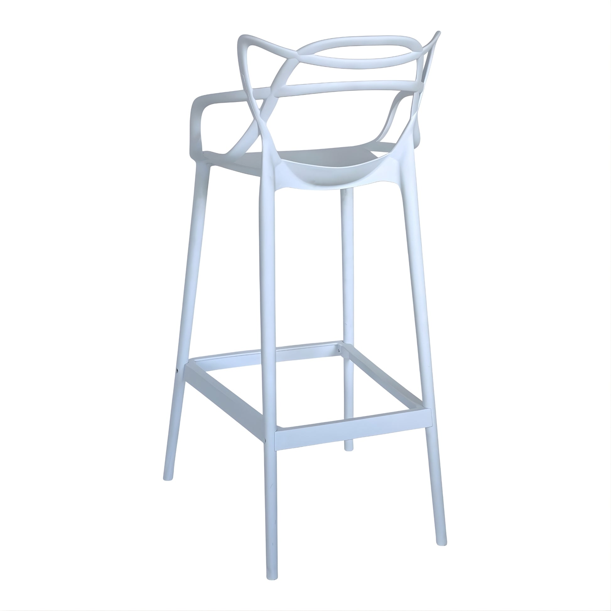 Vista lateral de silla alta Master azul claro para barra de cocina