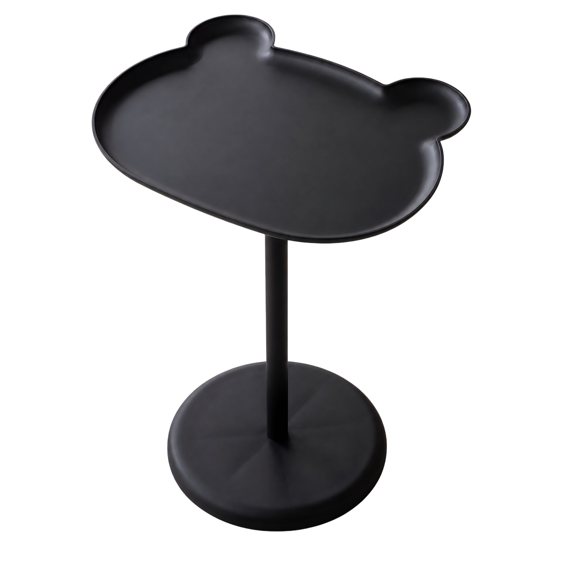 Vista lateral de mesita auxiliar Panda negra con diseño moderno
