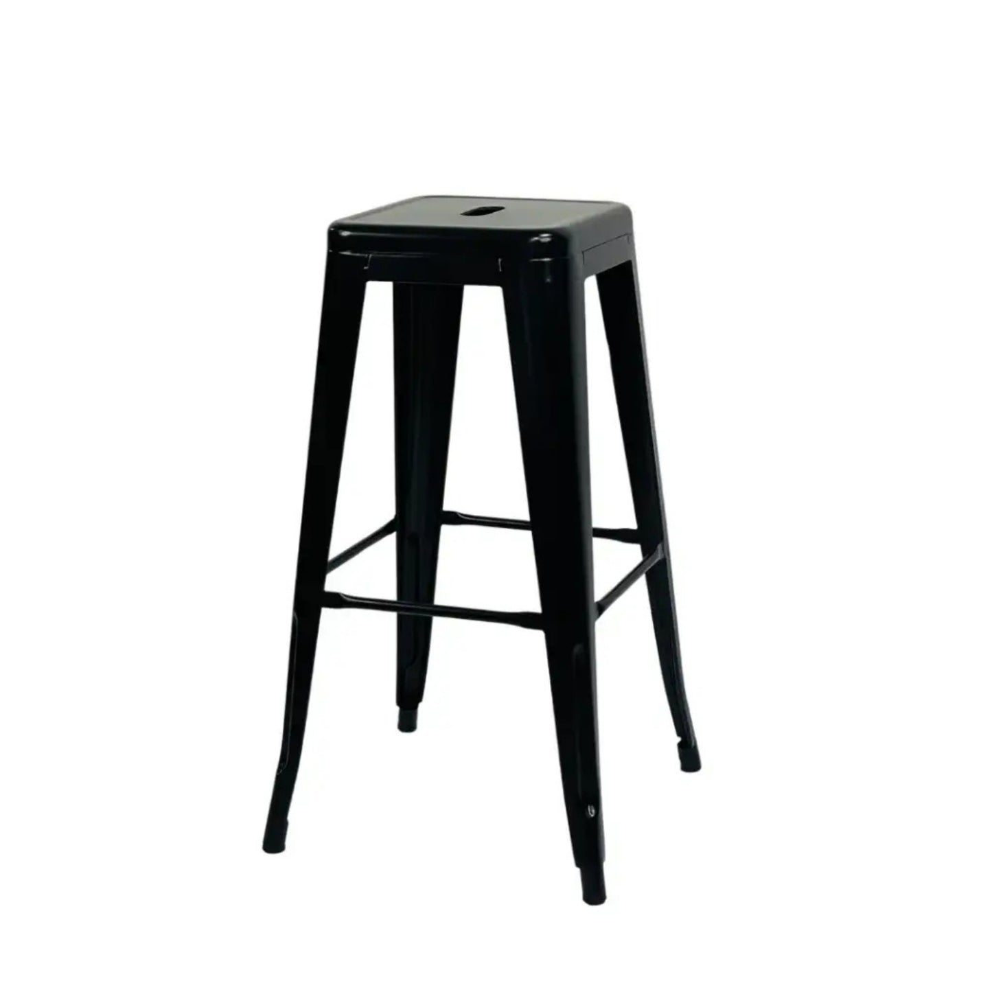 Taburete metálico Tolix negro estilo industrial para bar o restaurante