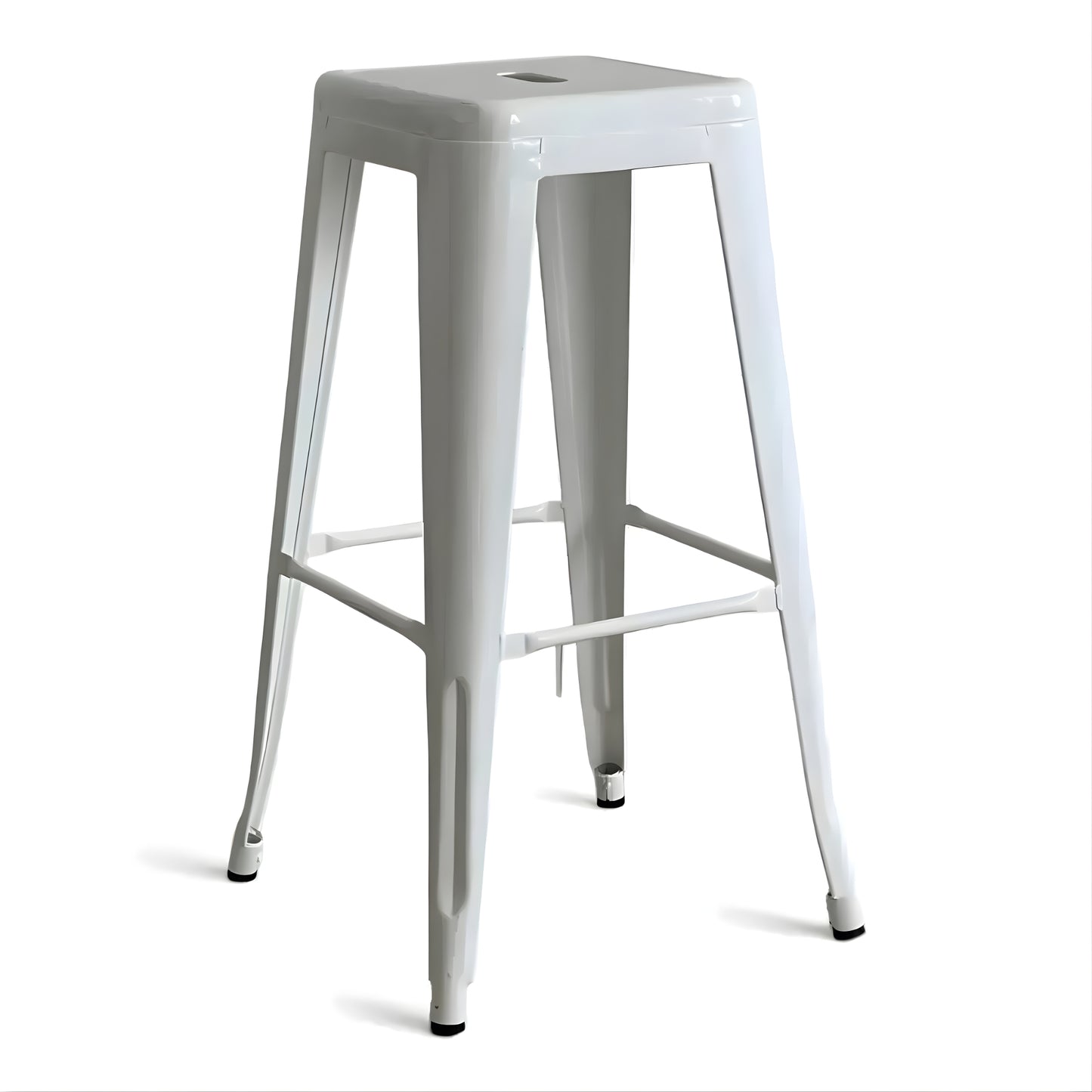 Taburete metálico Tolix blanco estilo industrial para comedor auxiliar