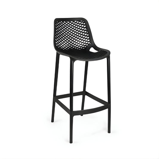 Butaco de barra Berlin en polipropileno negro de 65 y 75 cm para cocina, bar y negocio