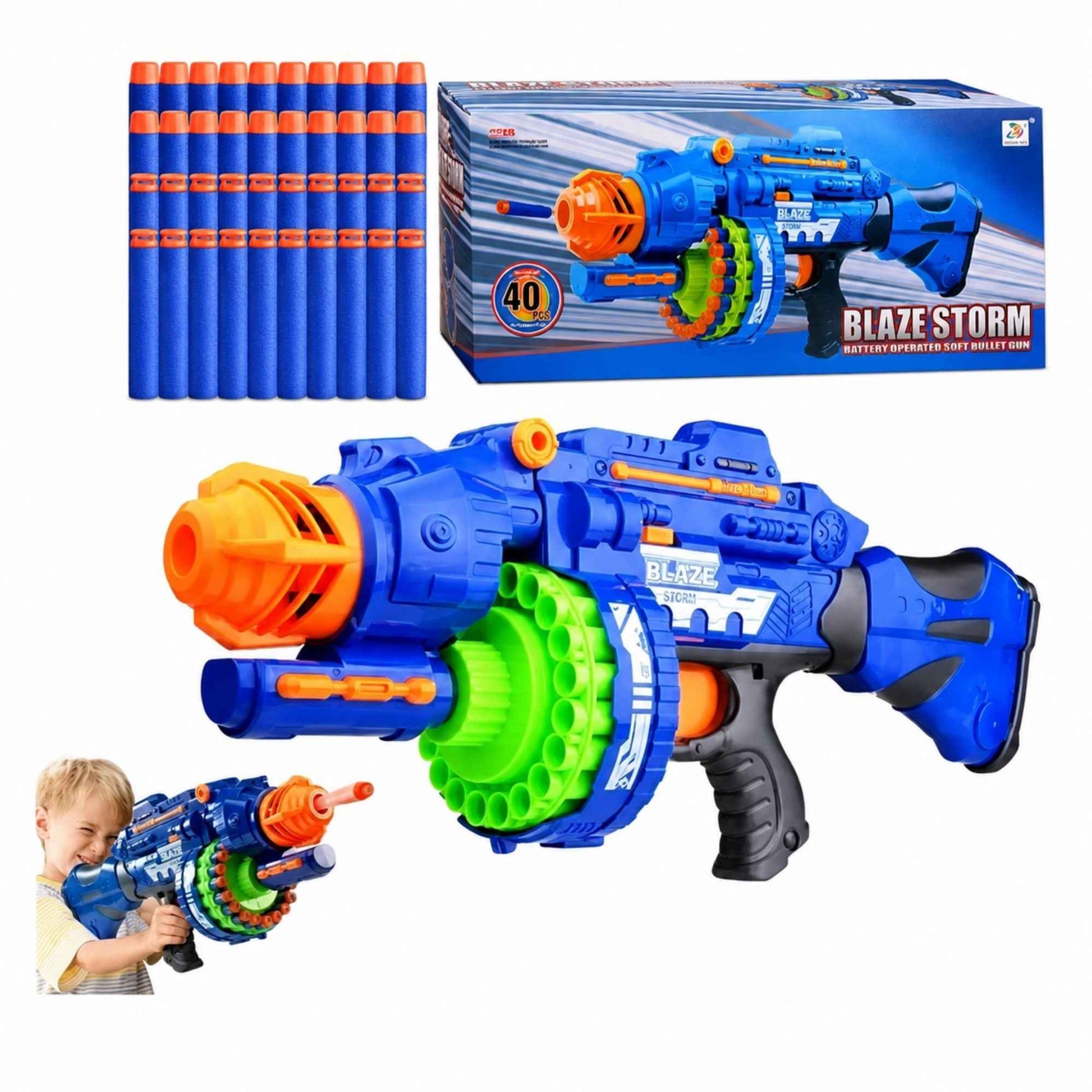 Lanzador de dardos de espuma Blaze Storm X40 con accesorios para juego infantil