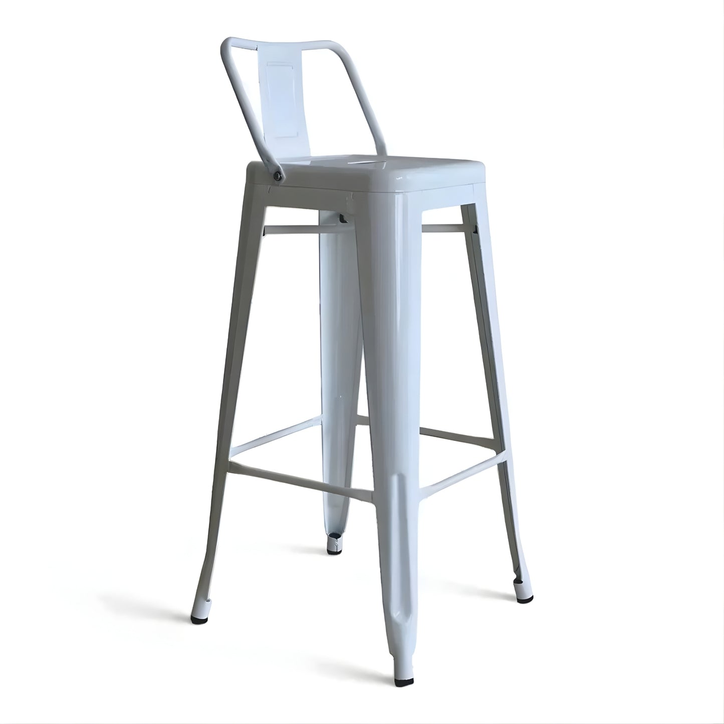 Taburete Tolix gris metálico con espaldar para bar o cafetería