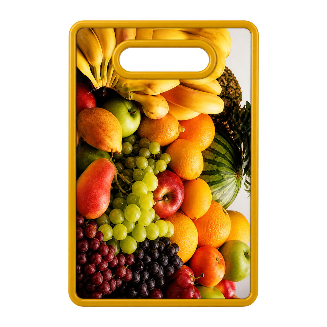 Tabla de picar con diseño de frutas 37x36 cm para uso diario en cocina