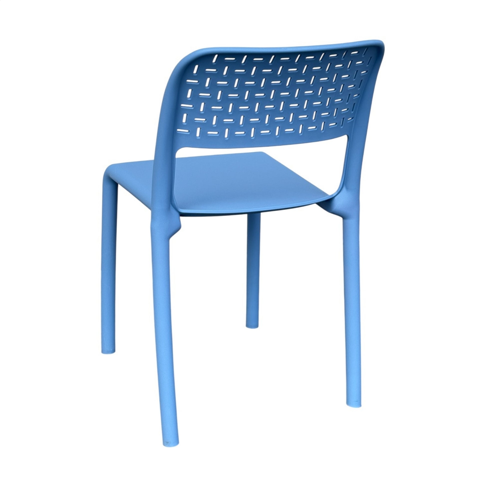 Silla azul clara ergonómica para terraza, cafetería y comedor auxiliar