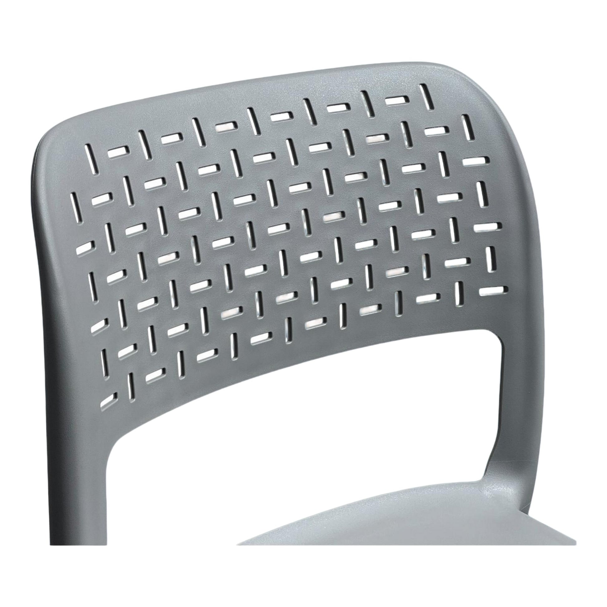 Silla gris con respaldo calado para restaurante y espacios modernos