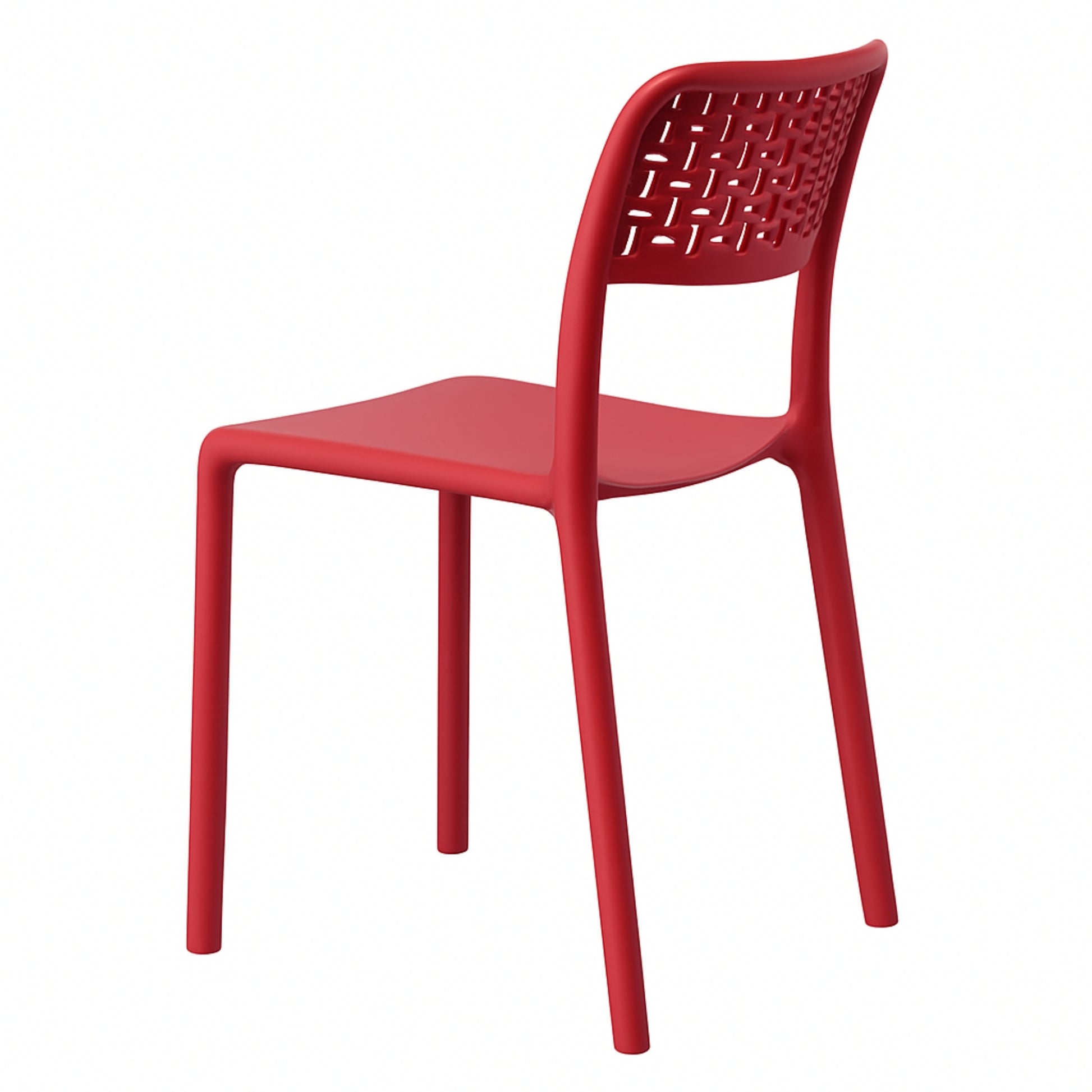 Silla roja vista lateral para terraza, restaurante y uso comercial
