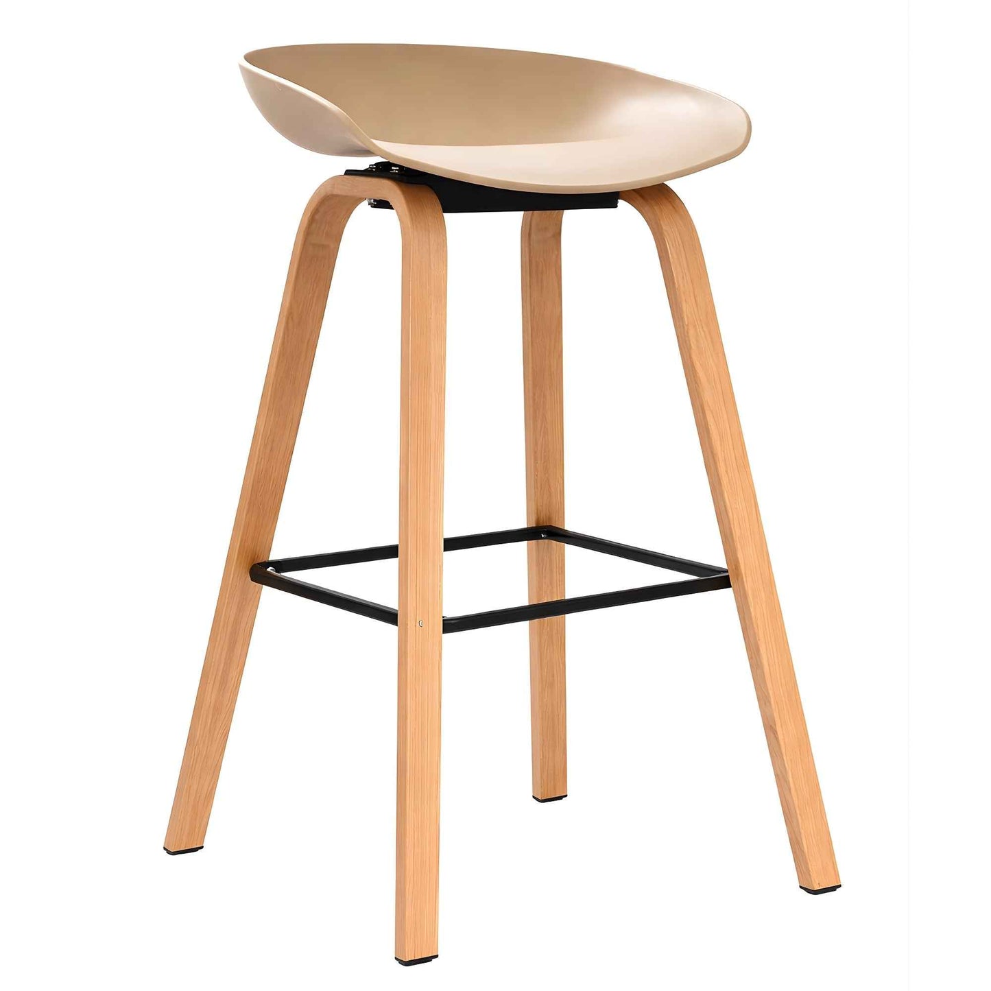 Vista frontal de silla Misuri blanca con patas acabado madera