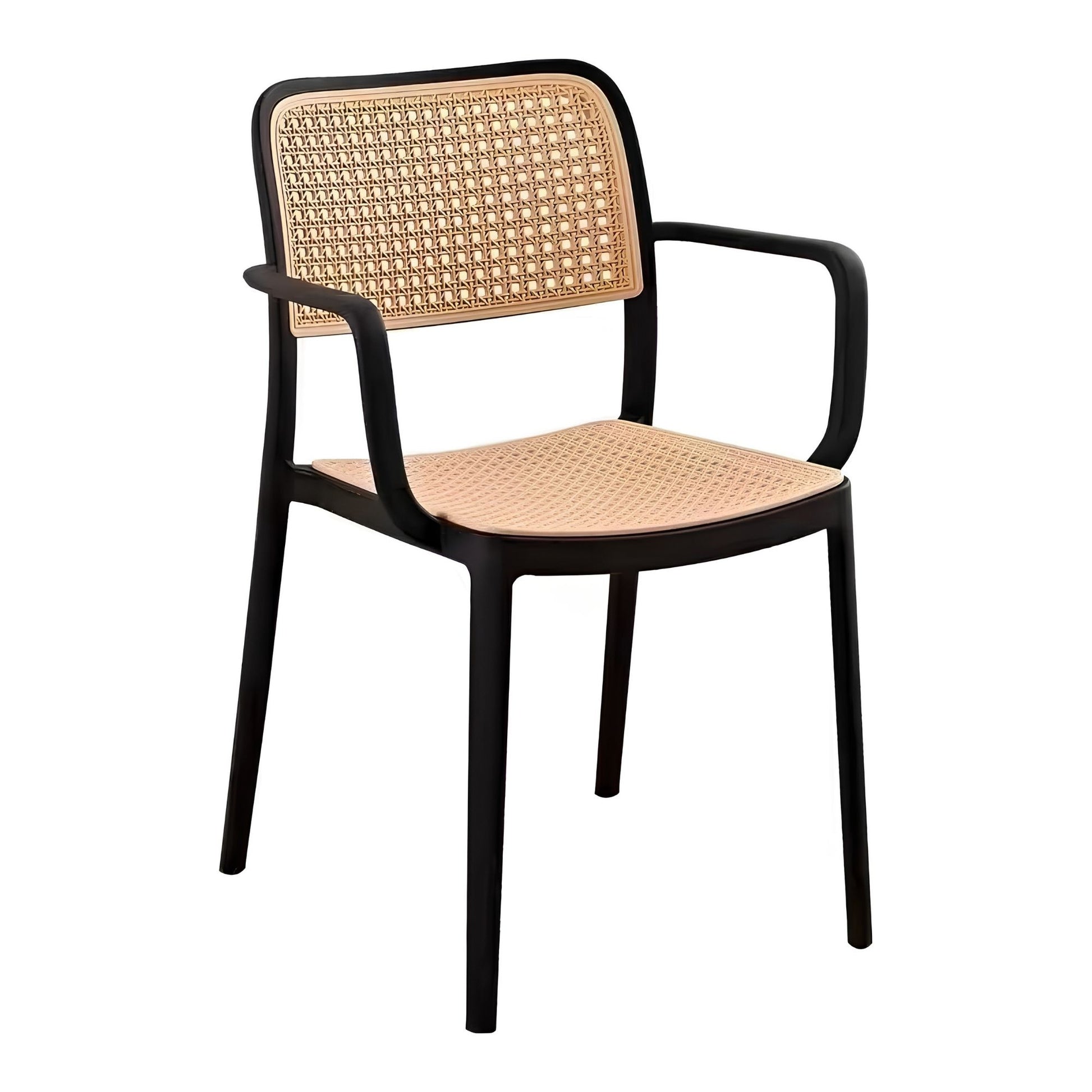 Silla Solea negra con brazos para comedor, terraza y espacios comerciales