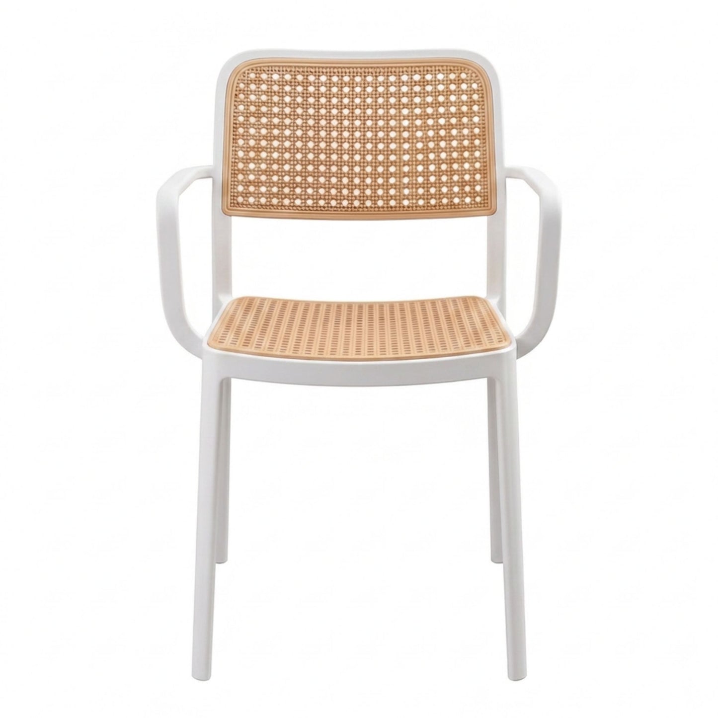 Silla Solea blanca con brazos para comedor, jardín, terraza y hogar