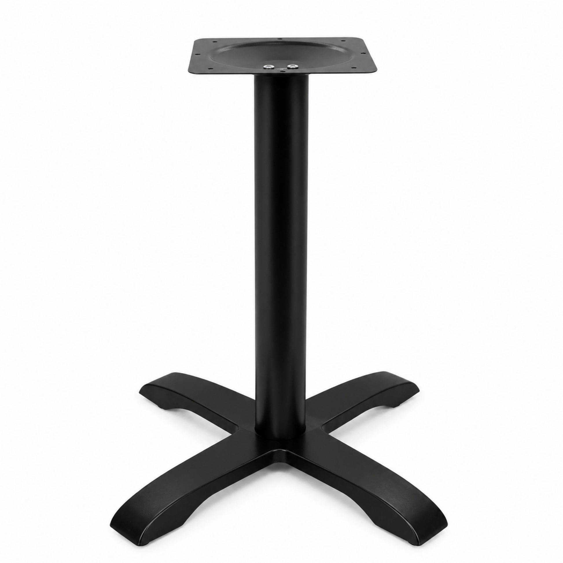 Base metálica tipo cruz de 4 patas para mesa de cafetería, bar y negocio