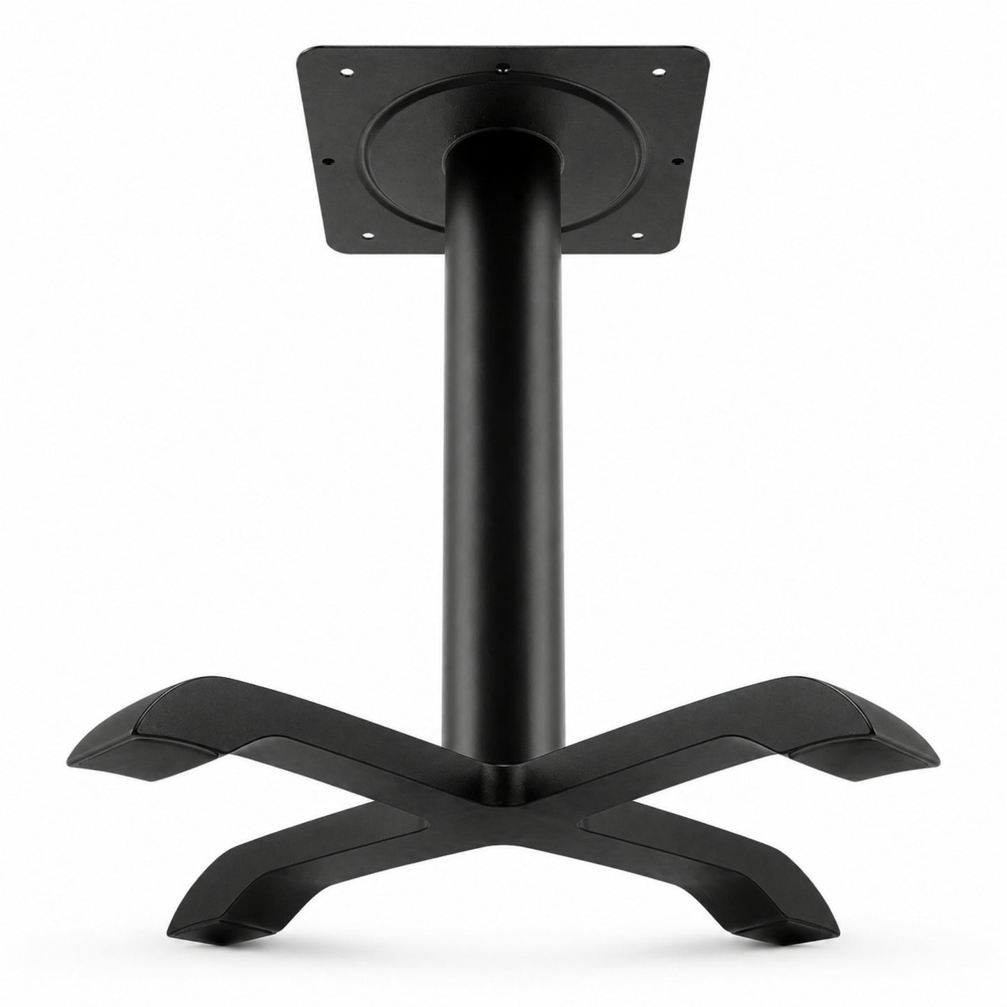 Base metálica negra para mesa con diseño tipo cruz y soporte estable