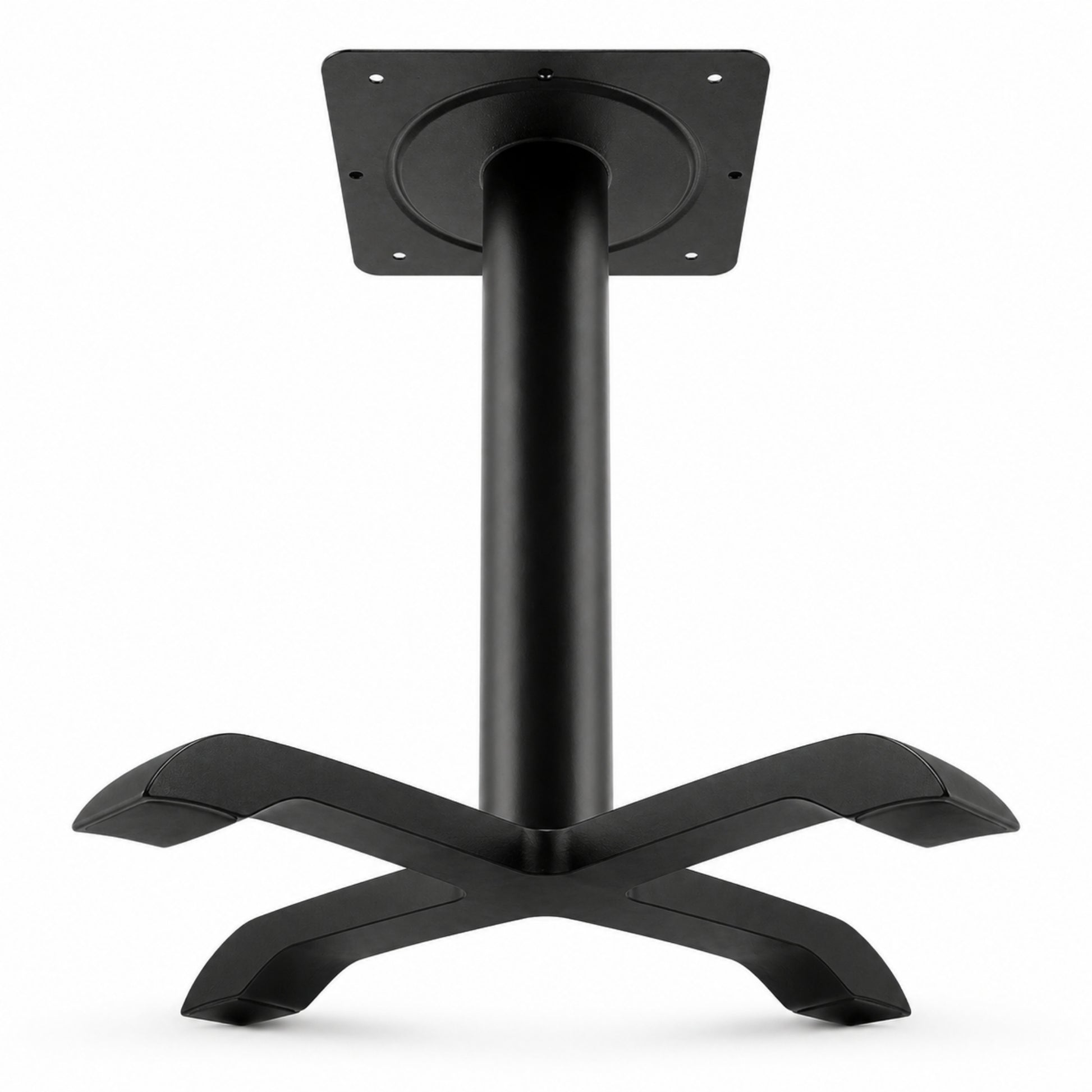 Base metálica negra para mesa con diseño tipo cruz y soporte estable