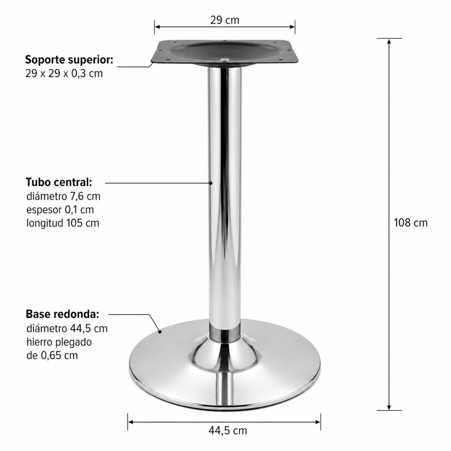 Base metálica negra para mesa con diseño tipo cruz y soporte estable