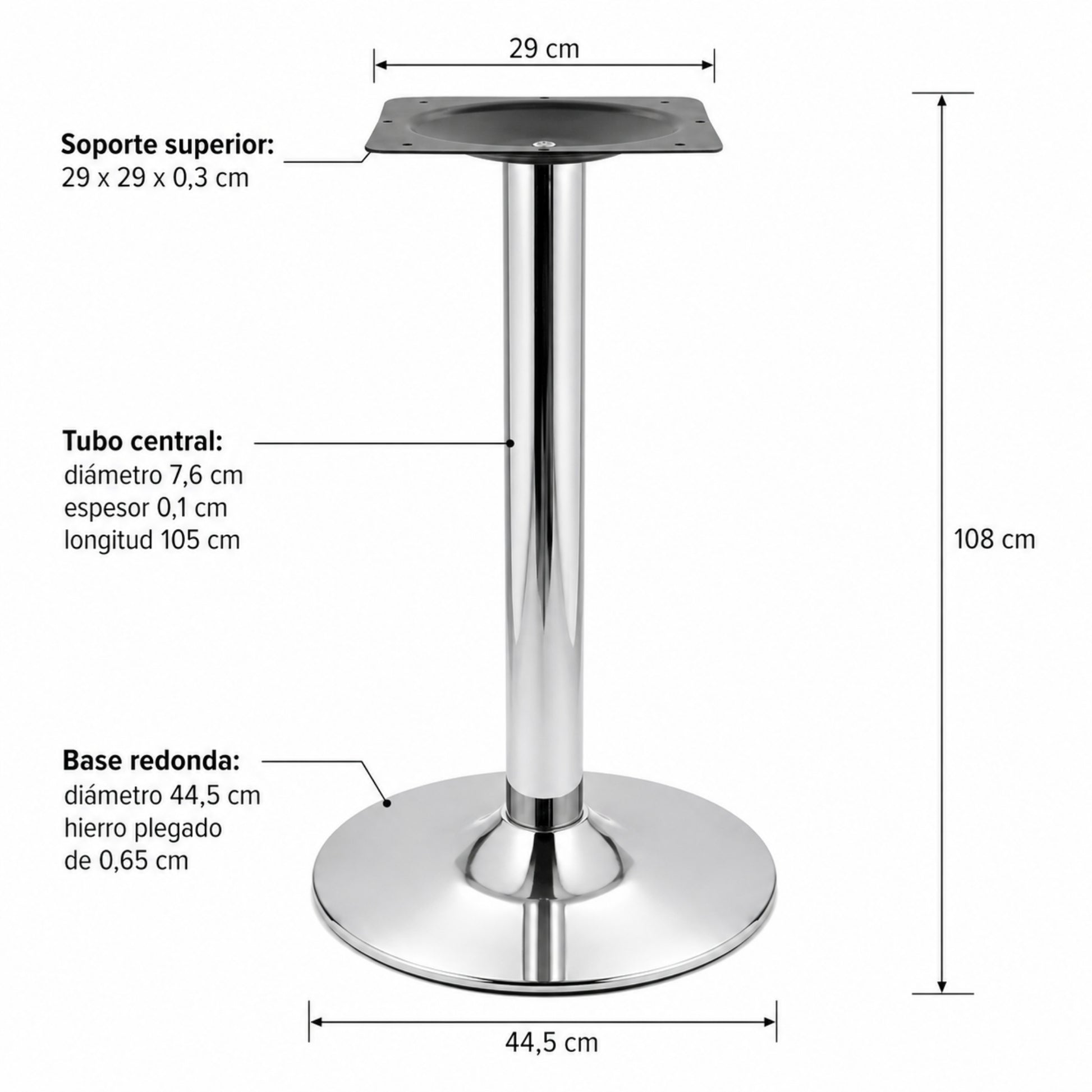 Base metálica negra para mesa con diseño tipo cruz y soporte estable