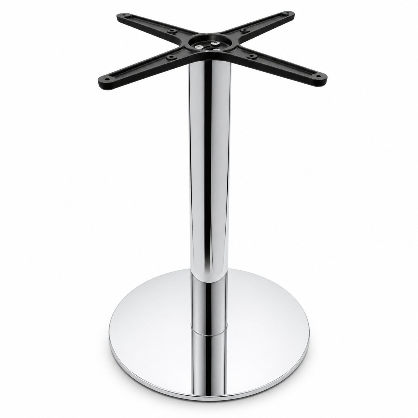 Estructura metálica cromada para mesa con cruceta superior para comedor y negocio