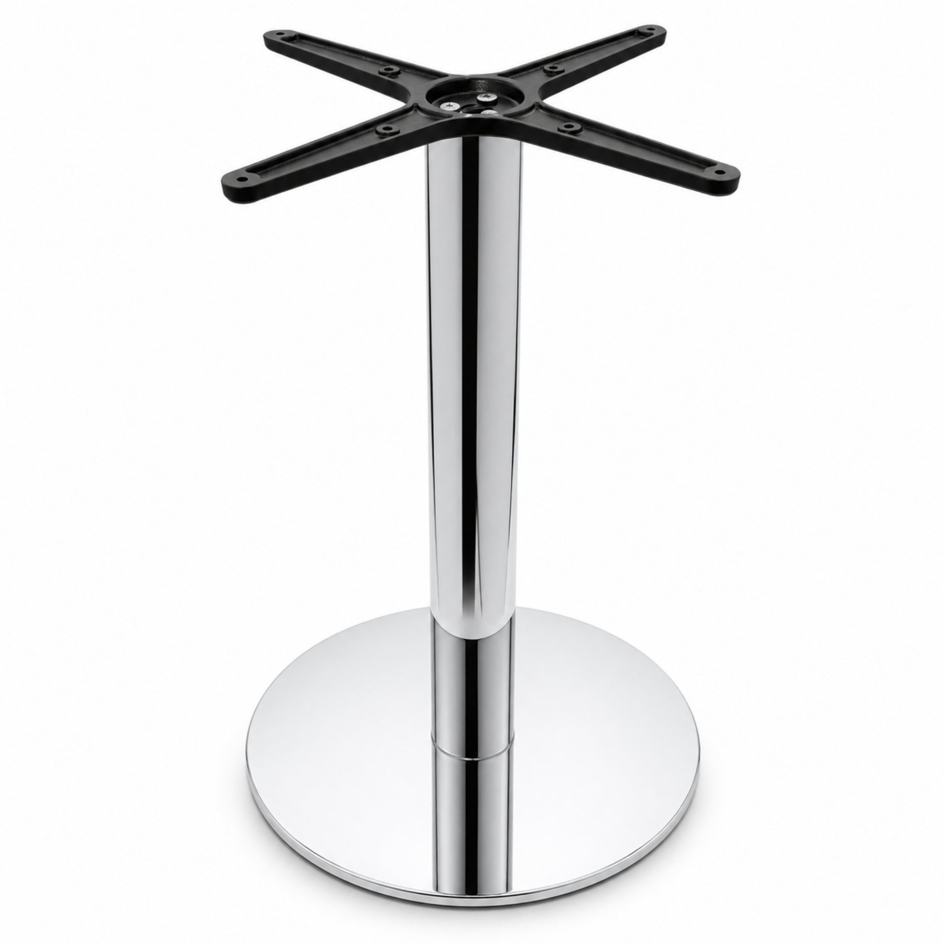Estructura metálica cromada para mesa con cruceta superior para comedor y negocio