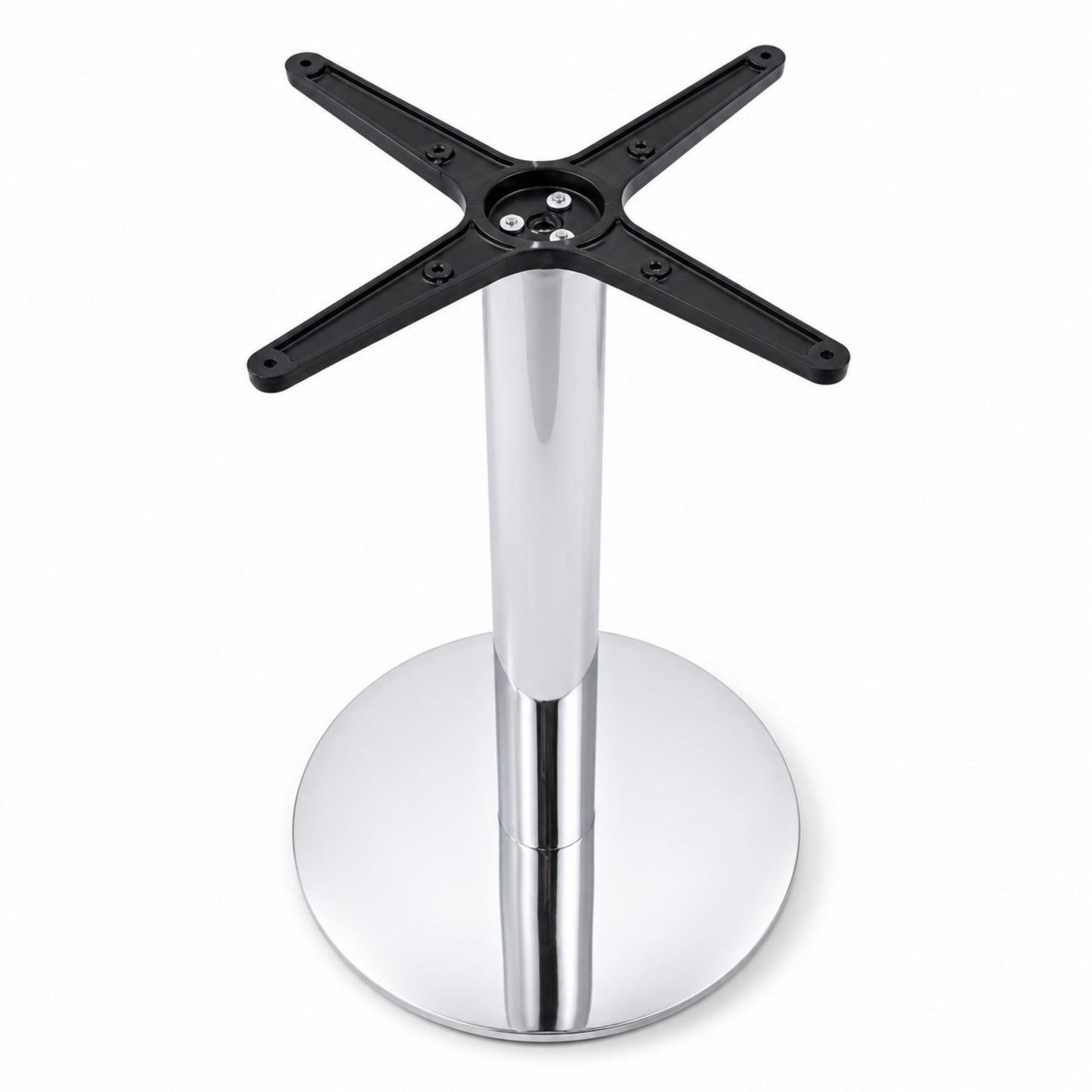 Base cromada para mesa con cruceta superior para restaurantes y cafeterías