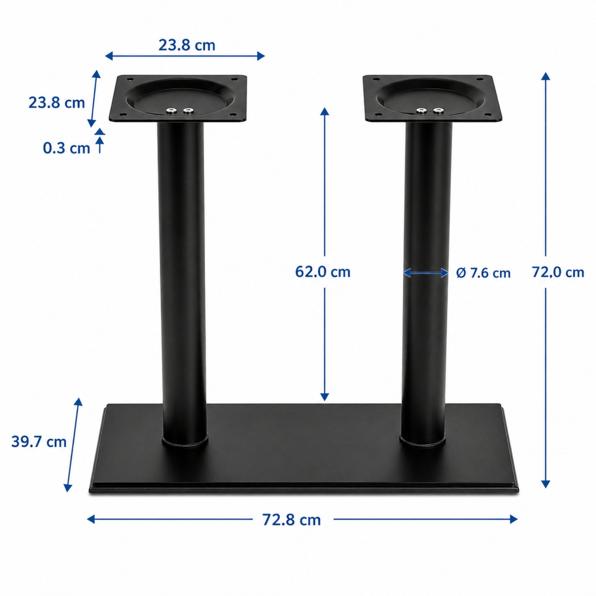 Base rectangular metálica para mesa grande ideal para restaurantes y cafeterías