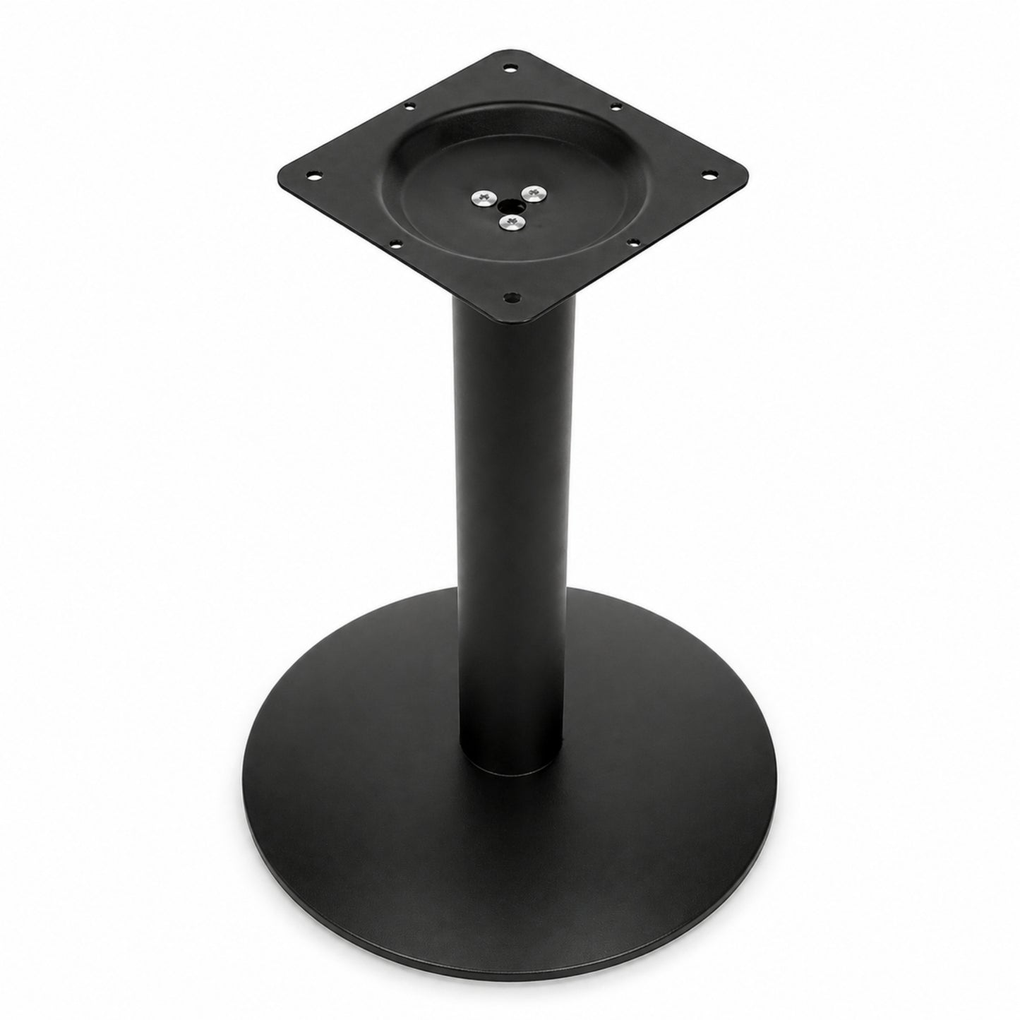 Base metálica con disco inferior para mesa de comedor, bar y negocio