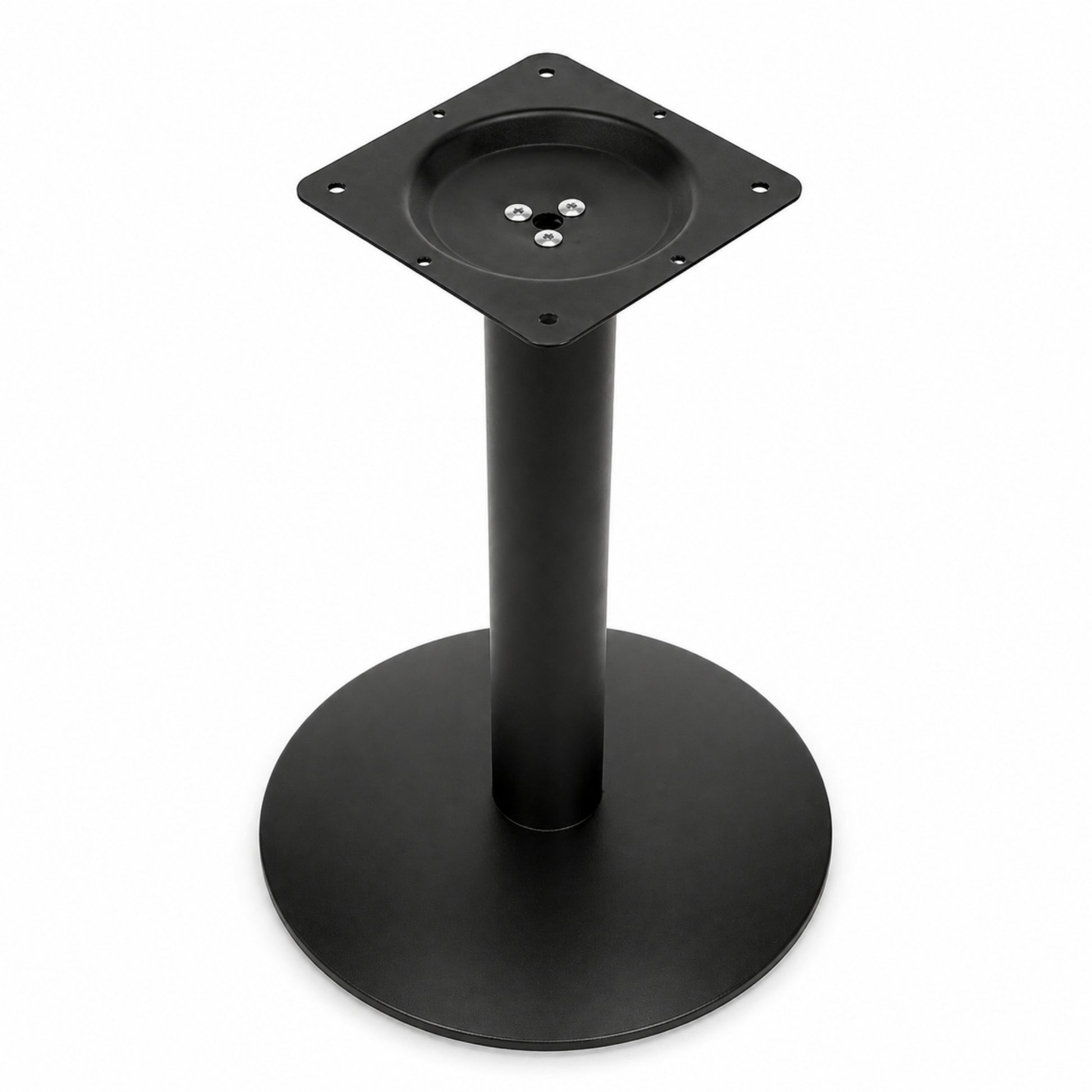 Base metálica con disco inferior para mesa de comedor, bar y negocio