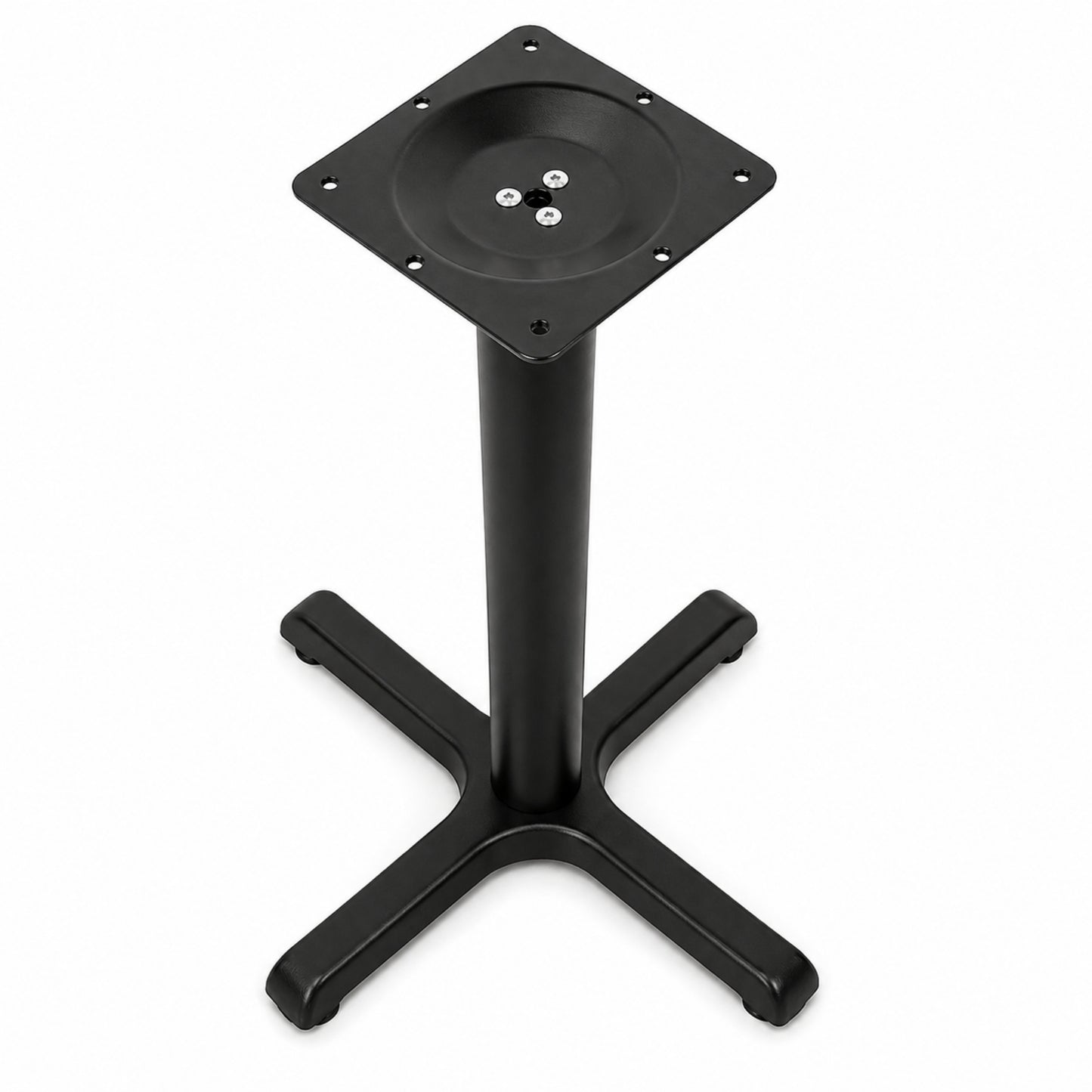 Base metálica con soporte inferior en X para mesa de restaurante y cafetería
