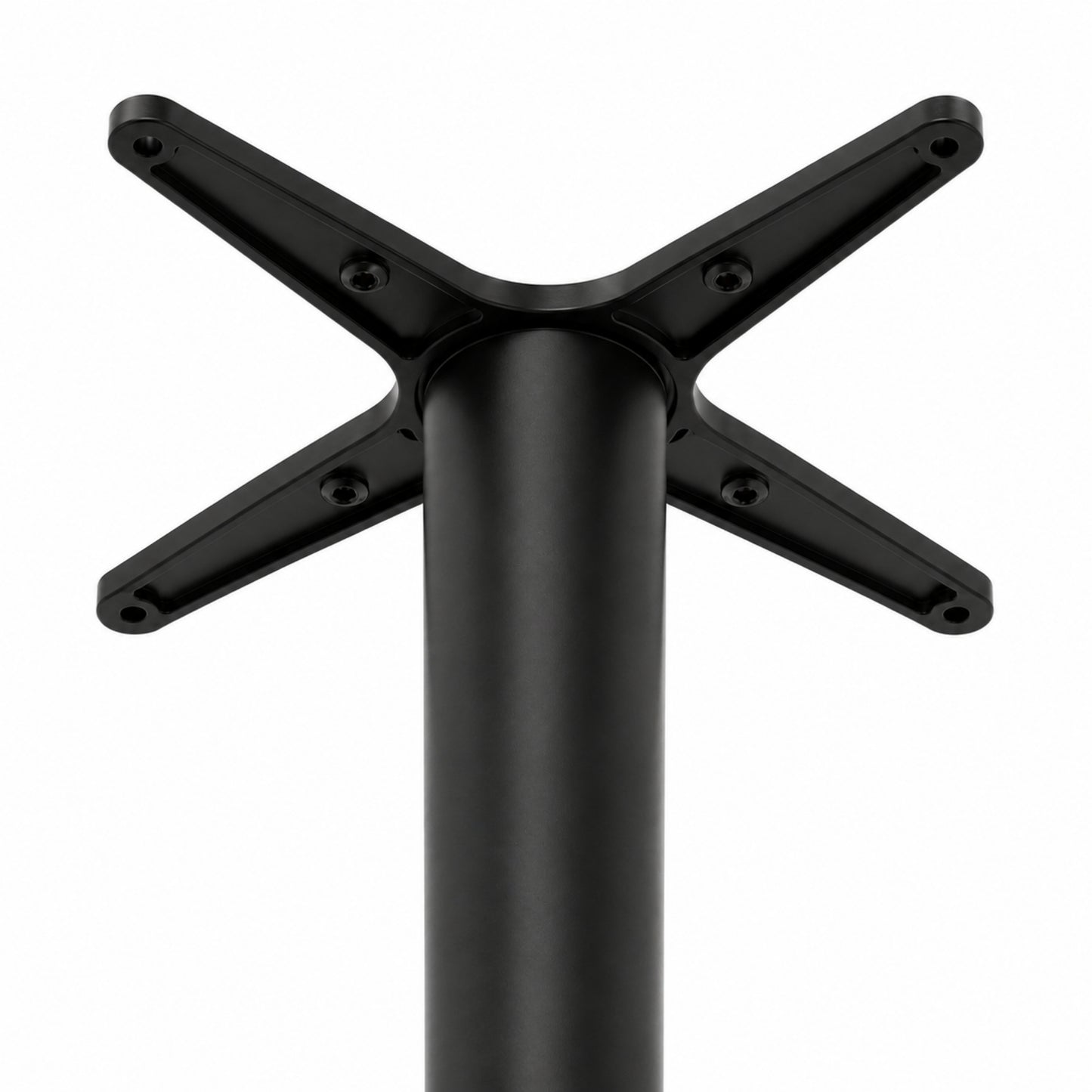 Estructura de mesa metálica negra con base prisma para uso comercial