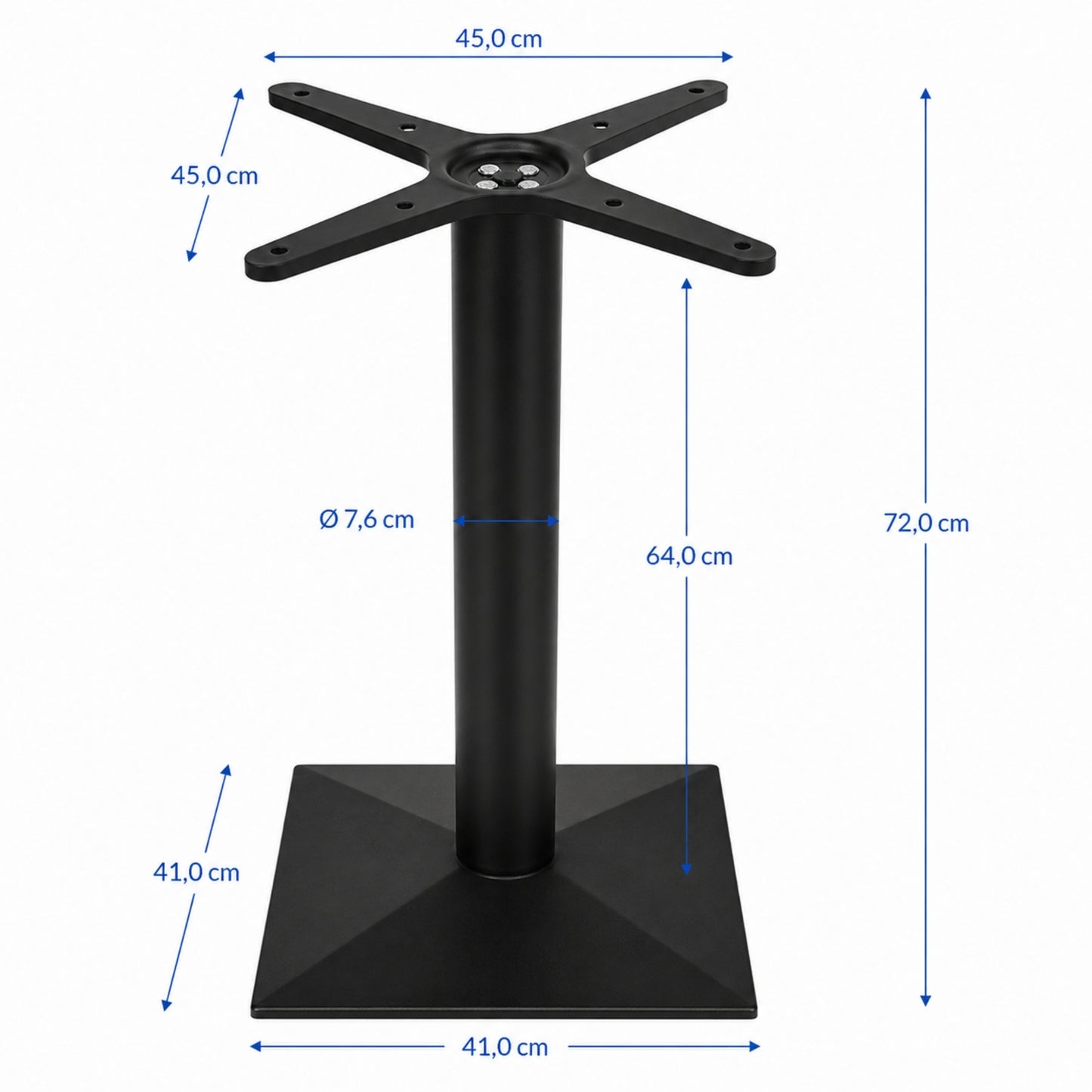 Base para mesa tipo prisma bajo resistente para comedor y espacios comerciales