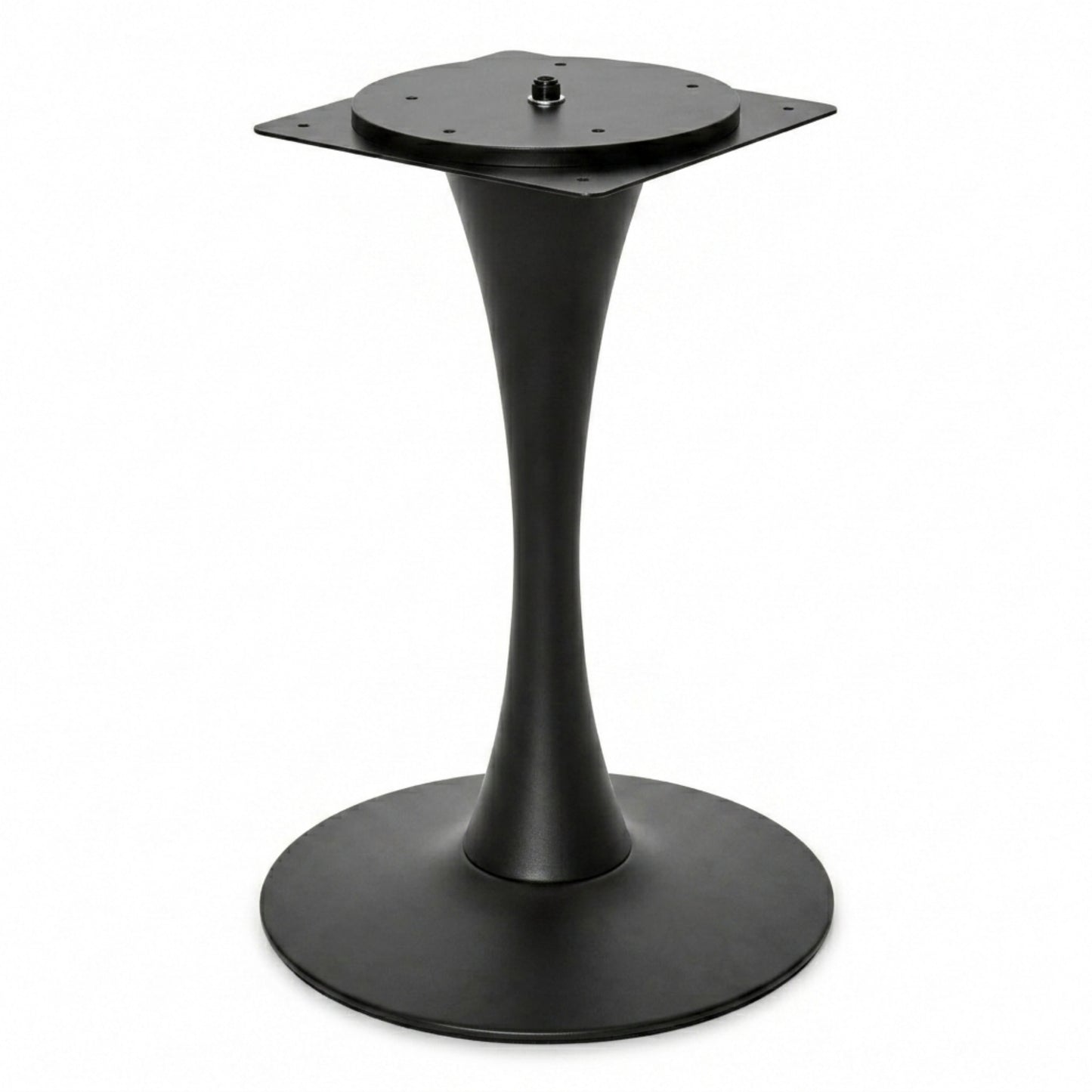 Estructura de mesa metálica negra con soporte curvo para comedor y uso comercial