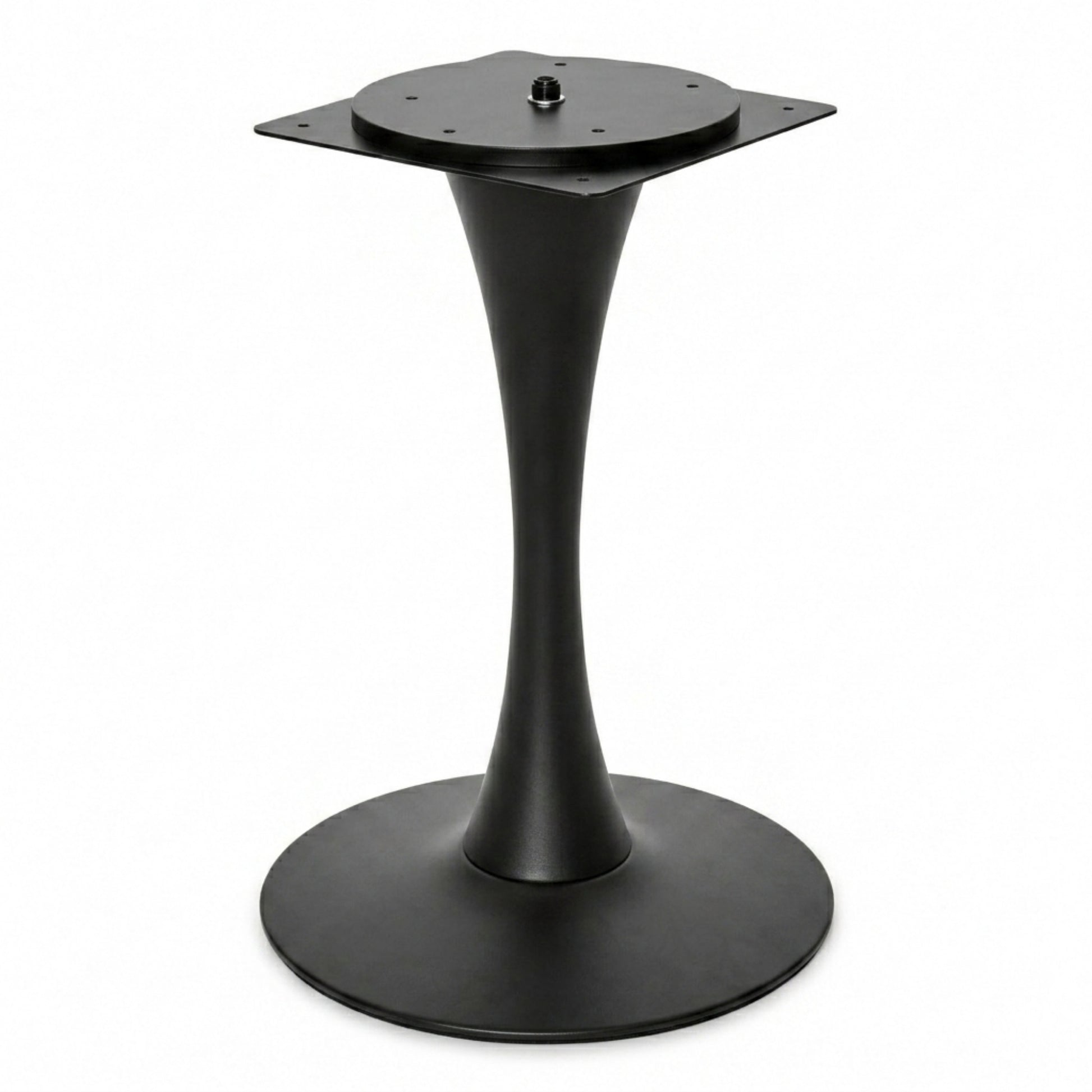 Estructura de mesa metálica negra con soporte curvo para comedor y uso comercial