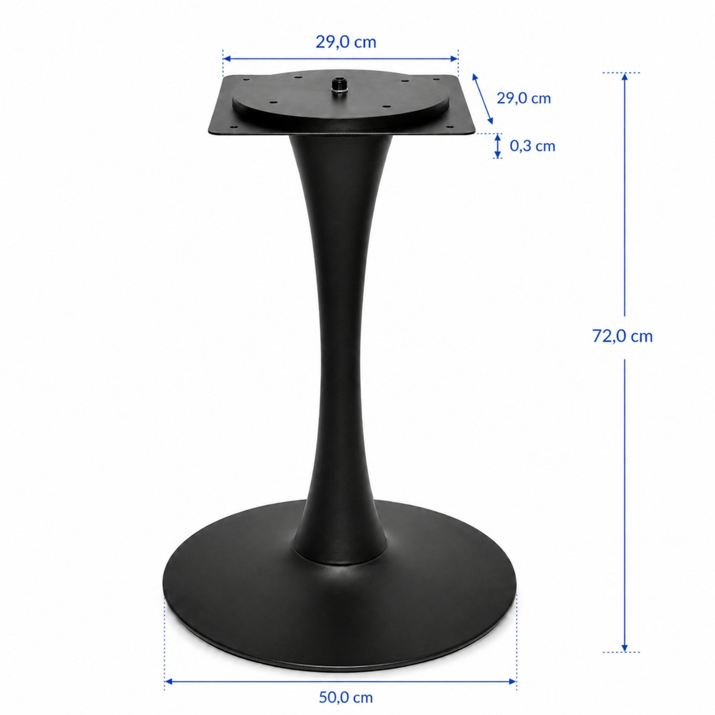 Base para mesa con perfil curvo elegante ideal para restaurantes y espacios modernos