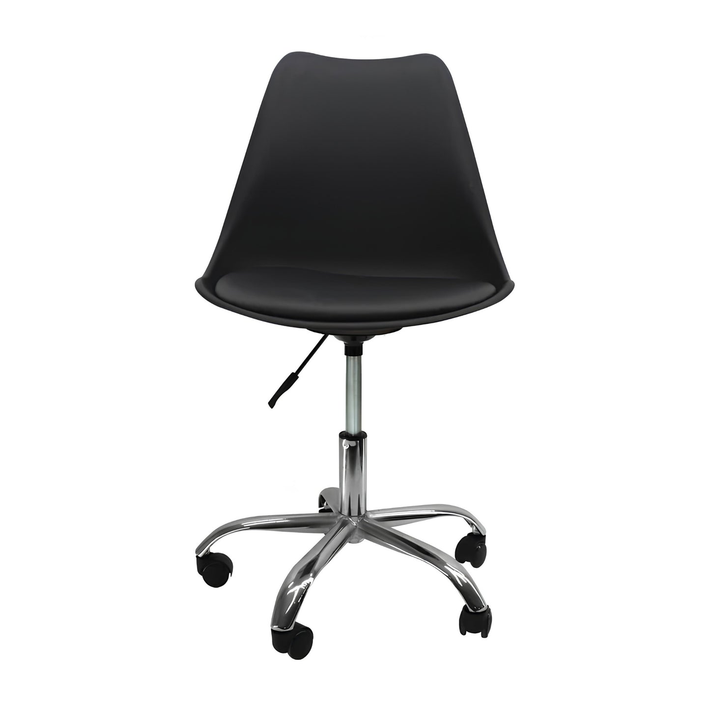 Silla Eames con ruedas negra, altura ajustable y giro 360 para escritorio y oficina