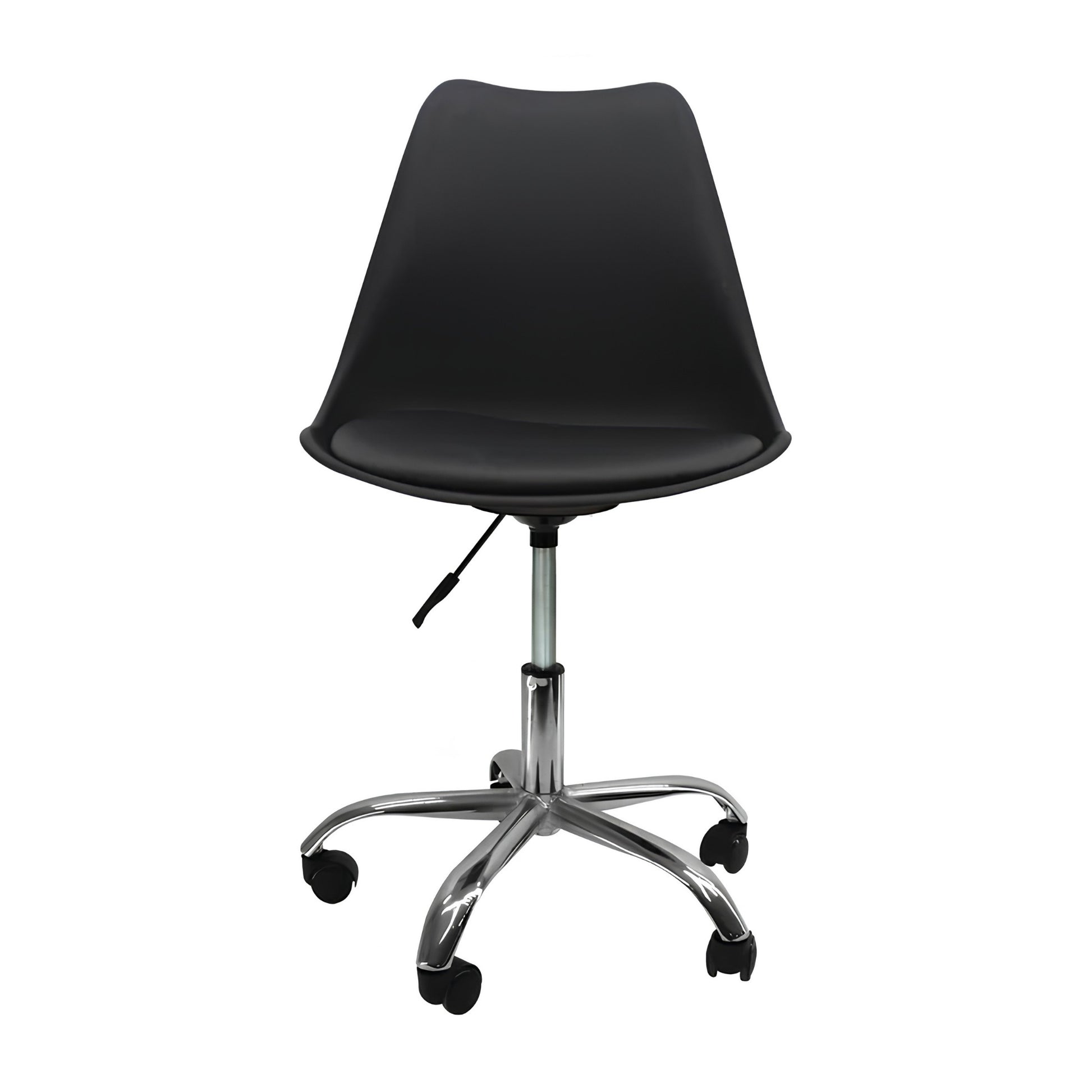 Silla Eames con ruedas negra, altura ajustable y giro 360 para escritorio y oficina