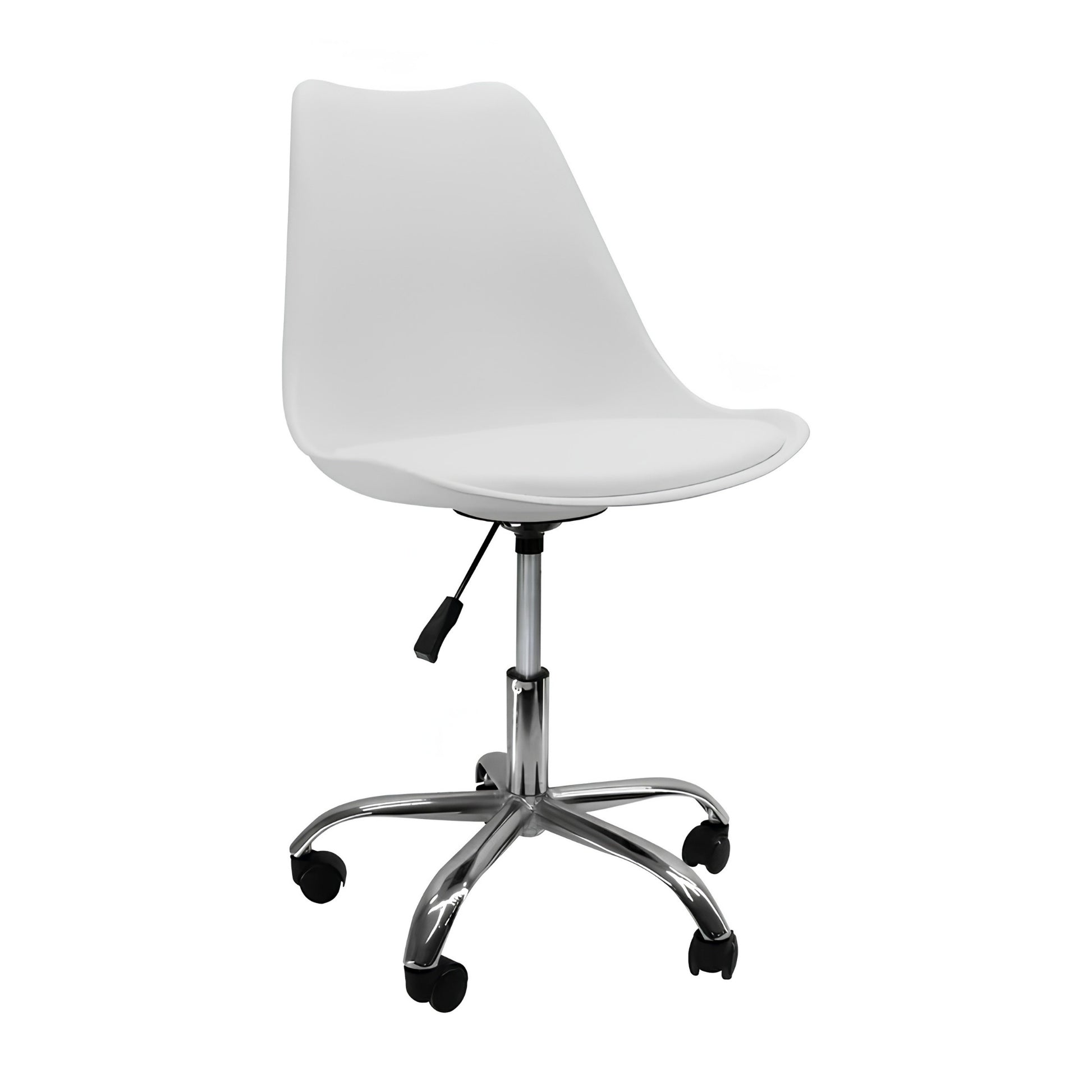 Silla Eames blanca giratoria 360 para oficina, estudio y home office