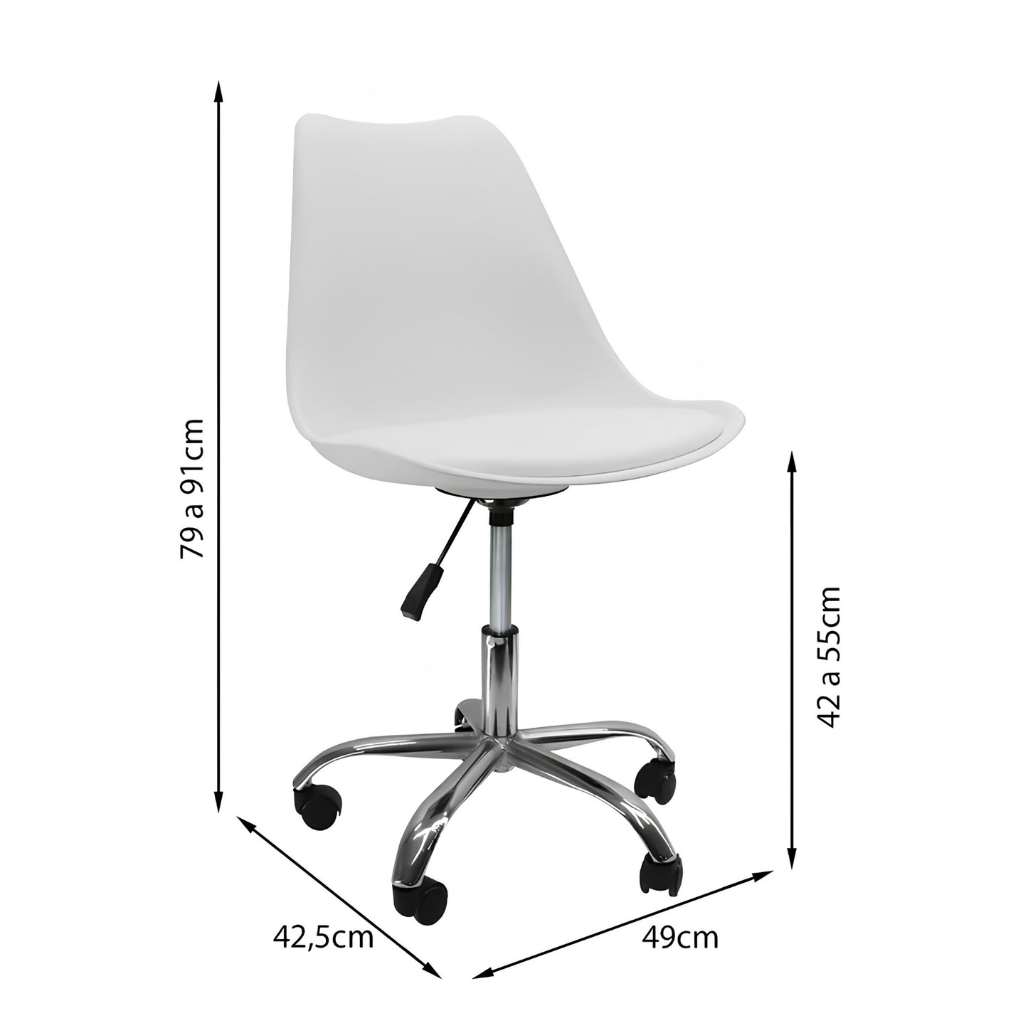 Silla Eames blanca ajustable para escritorio, tocador, oficina y habitación
