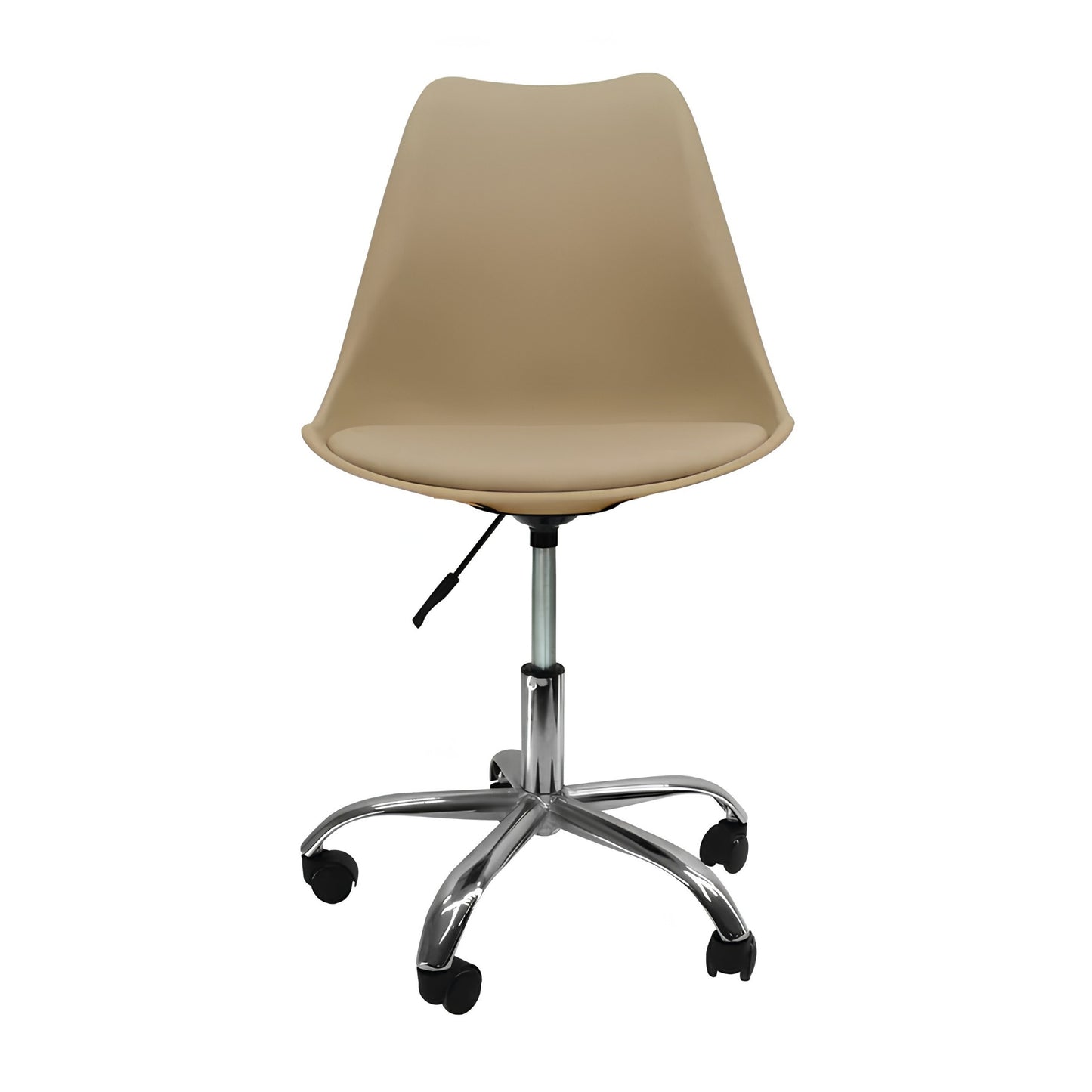 Silla Eames con ruedas en color beige para escritorio, oficina y habitación