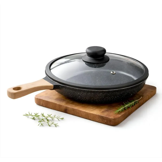 Sartén Antiadherente 28 cm con Tapa de Vidrio para Cocina