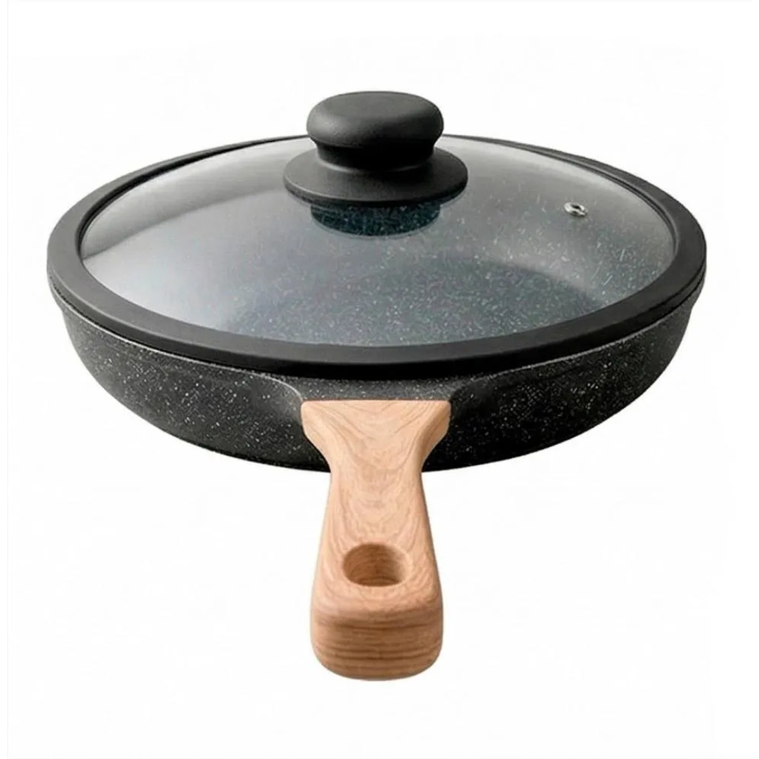 Sartén Antiadherente 28 cm con Tapa de Vidrio para Cocina