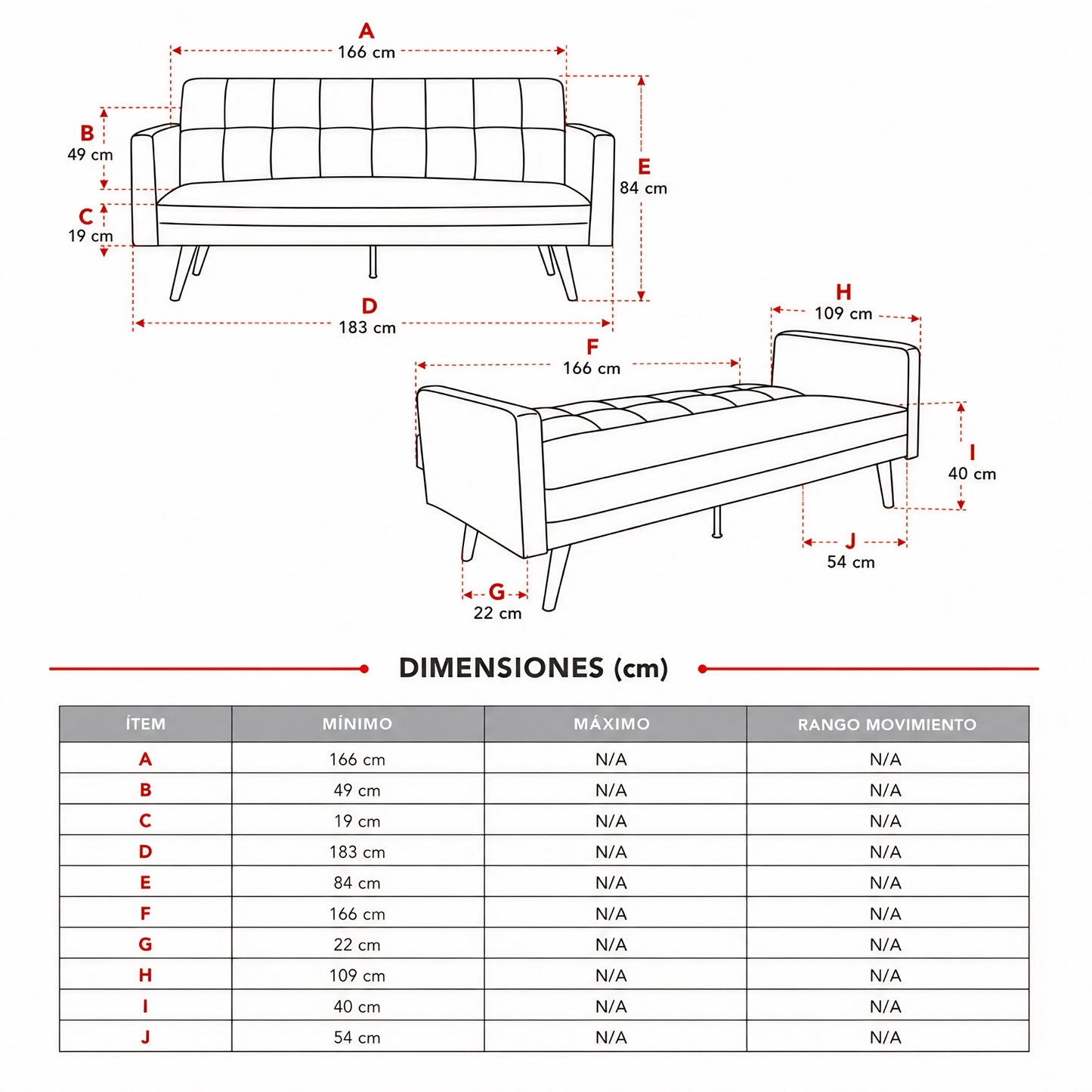 Sofá cama Venecia de 3 puestos ideal para apartamento, sala y espacios modernos